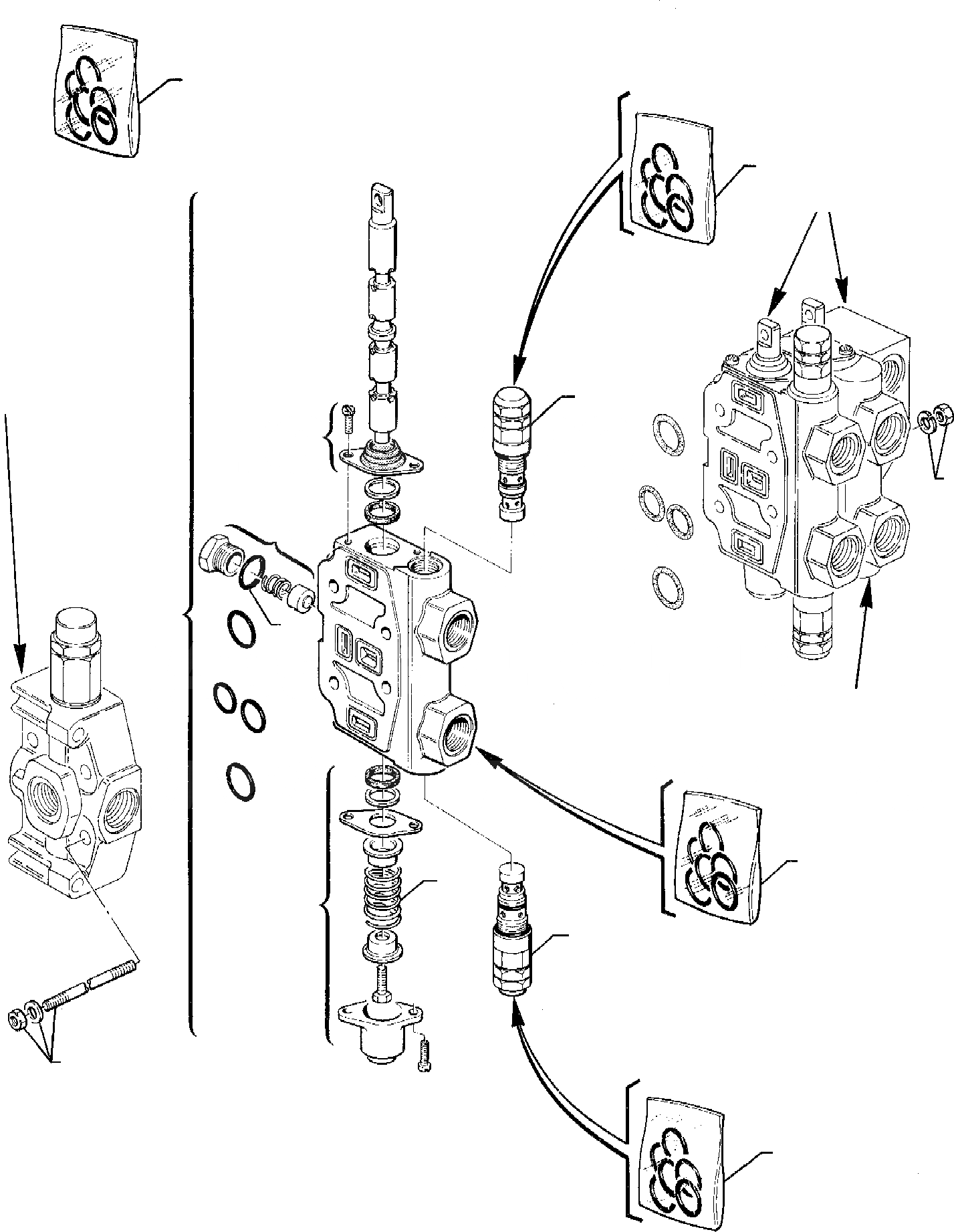 Схема запчастей Komatsu WB95R-1 WB97R-1 - УПРАВЛ-Е ПОГРУЗ. КОВШОМ КЛАПАН (ДЛЯ КОВША - [4 В 1]) РАБОЧЕЕ ОБОРУДОВАНИЕ