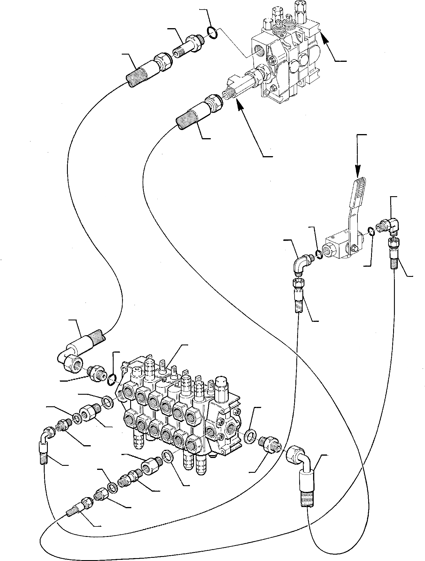 Схема запчастей Komatsu WB95R-1 WB97R-1 - ГИДРОЛИНИЯ (ПОДАЮЩ. И ВОЗВРАТ. ЛИНИЯ) (КЛАПАН УПРАВЛ-Я ЭКСКАВАТОРОМ) РАБОЧЕЕ ОБОРУДОВАНИЕ