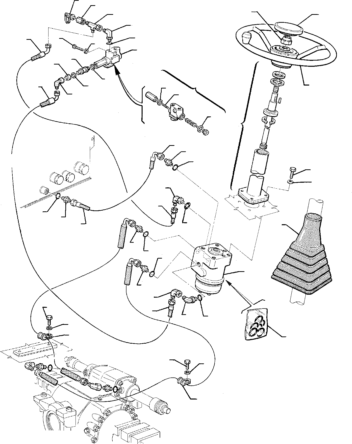 Схема запчастей Komatsu WB95R-1 WB97R-1 - ГИДРОЛИНИЯ (ЛИНИЯ ЦИЛИНДРА РУЛЕВ. УПР-Я) РАБОЧЕЕ ОБОРУДОВАНИЕ