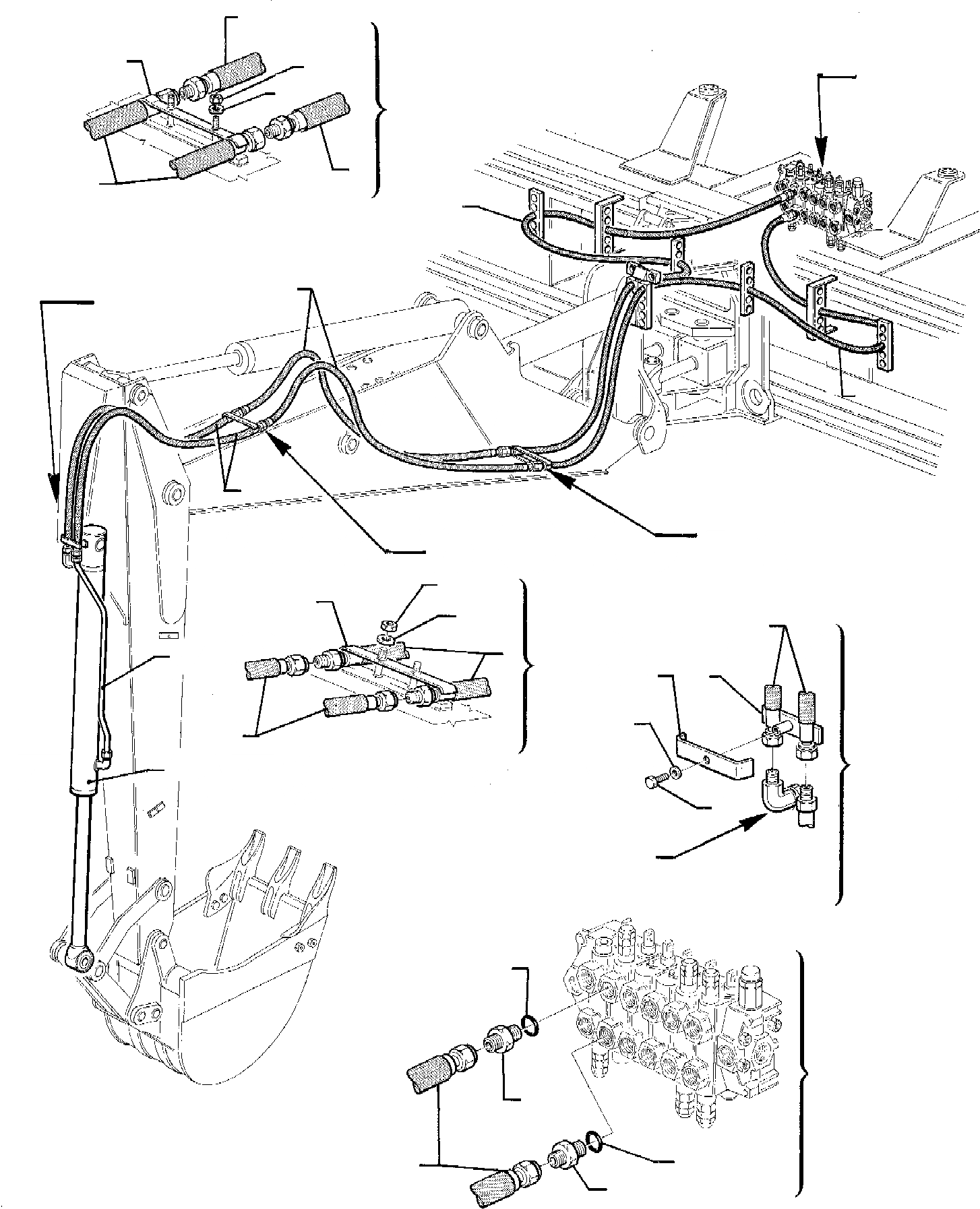 Схема запчастей Komatsu WB95R-1 WB97R-1 - ГИДРОЛИНИЯ (ЦИЛИНДР КОВША) РАБОЧЕЕ ОБОРУДОВАНИЕ