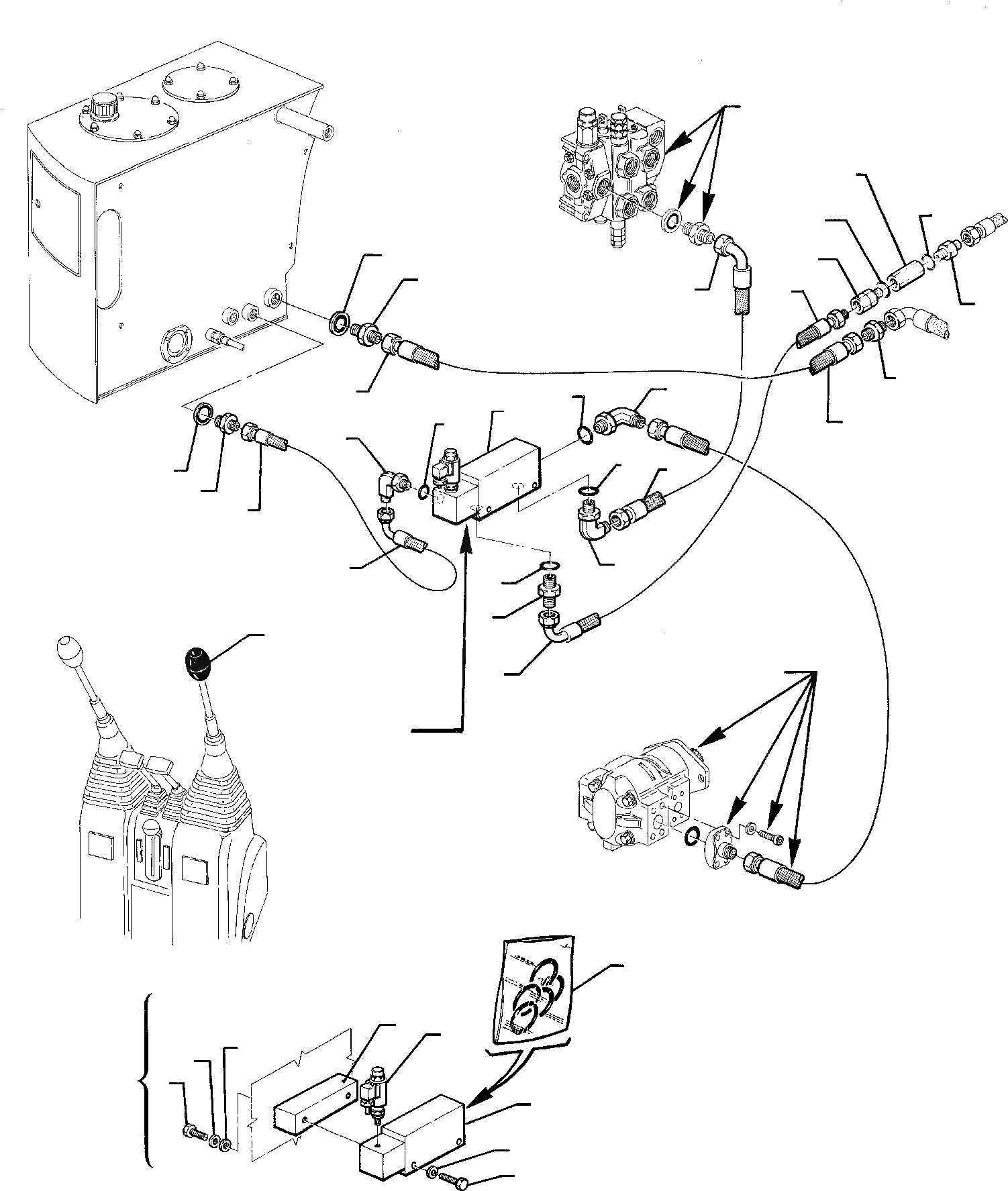 Схема запчастей Komatsu WB95R-1 WB97R-1 - ГИДРОЛИНИЯ (МОЛОТ) (/) РАБОЧЕЕ ОБОРУДОВАНИЕ