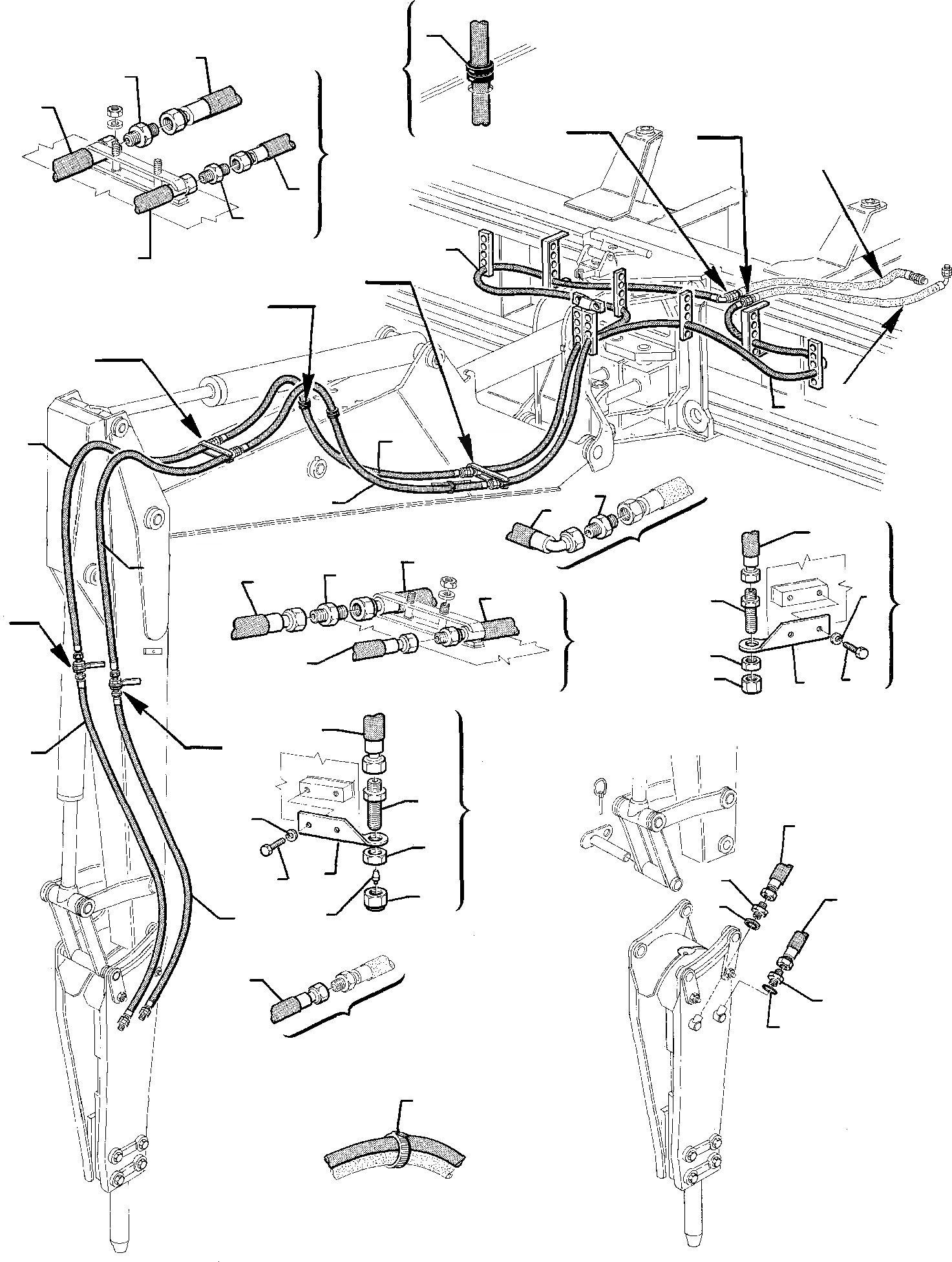 Схема запчастей Komatsu WB95R-1 WB97R-1 - ГИДРОЛИНИЯ (МОЛОТ) (/) РАБОЧЕЕ ОБОРУДОВАНИЕ