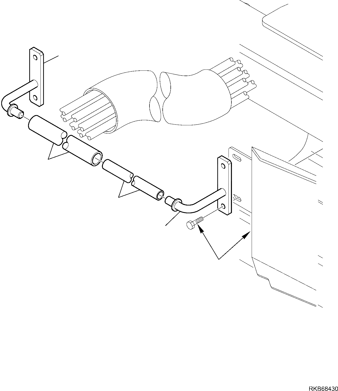 Схема запчастей Komatsu WB97R-5E0 - ЭКСКАВАТ. ПАТРУБКИ ЗАЩИТА РАМА