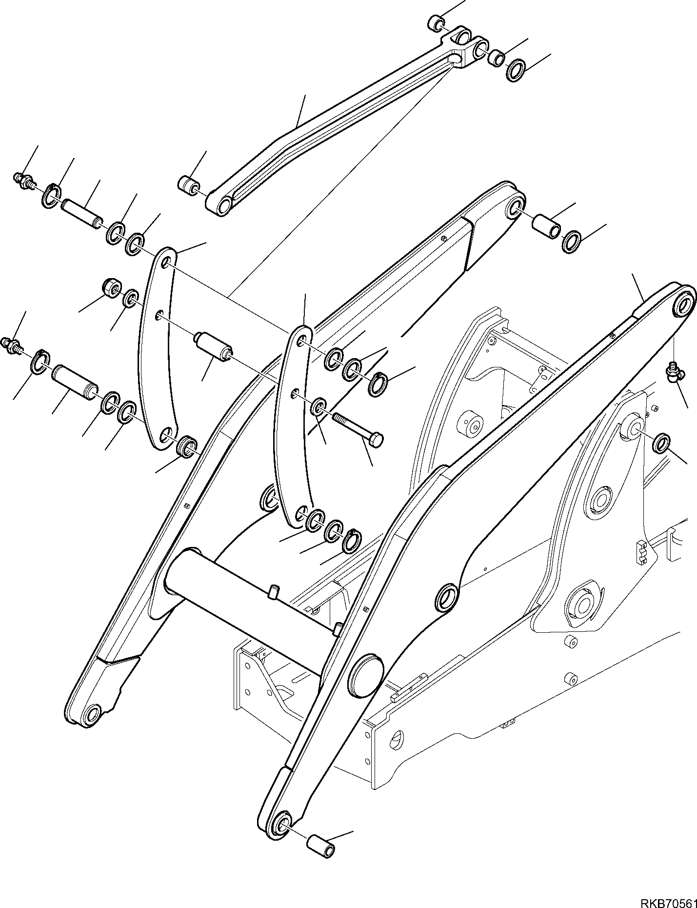 Схема запчастей Komatsu WB97R-5E0 - ПОГРУЗ. РУКОЯТЬ (TUV) РАБОЧЕЕ ОБОРУДОВАНИЕ