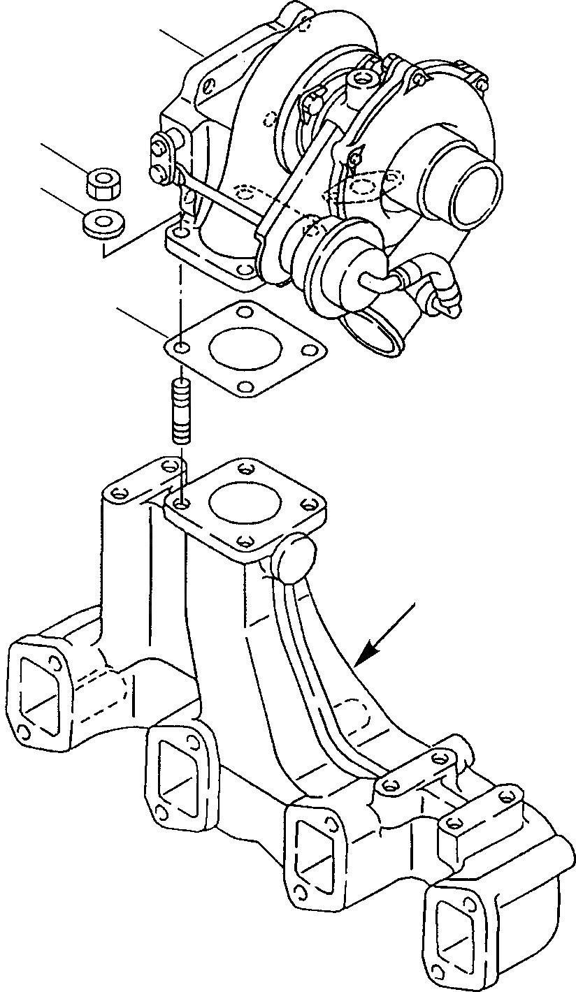Схема запчастей Komatsu WB97R-2 - ТУРБОНАГНЕТАТЕЛЬ ДВИГАТЕЛЬ