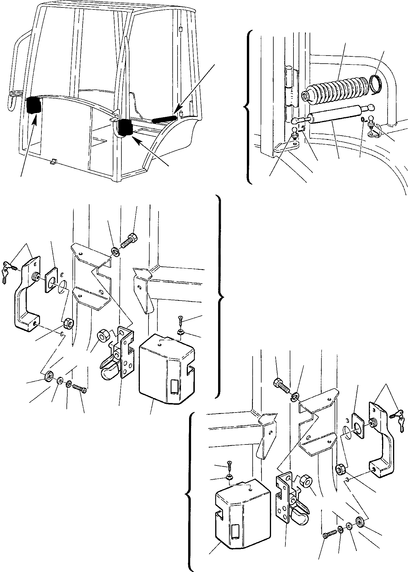 Схема запчастей Komatsu WB97R-2 - КАБИНА (/) ЧАСТИ КОРПУСА И КАБИНА