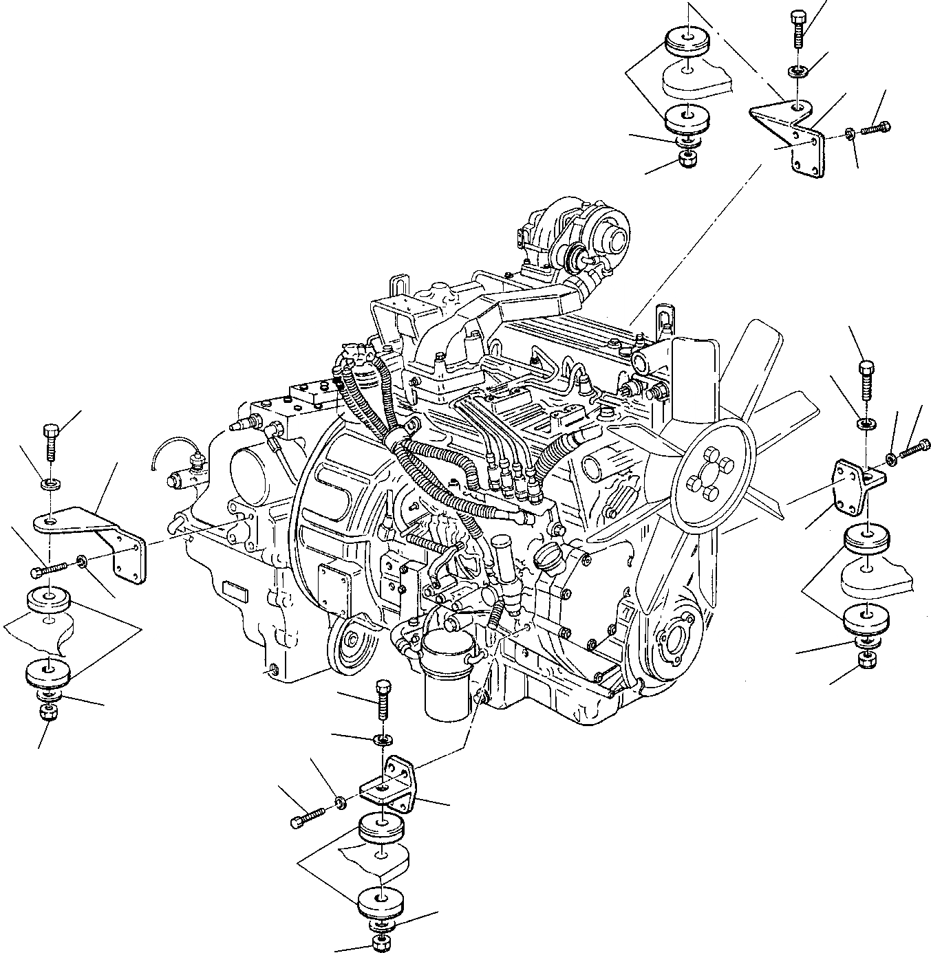 Схема запчастей Komatsu WB97R-2 - КРЕПЛЕНИЕ ДВИГАТЕЛЯ КОМПОНЕНТЫ ДВИГАТЕЛЯ И ЭЛЕКТРИКА
