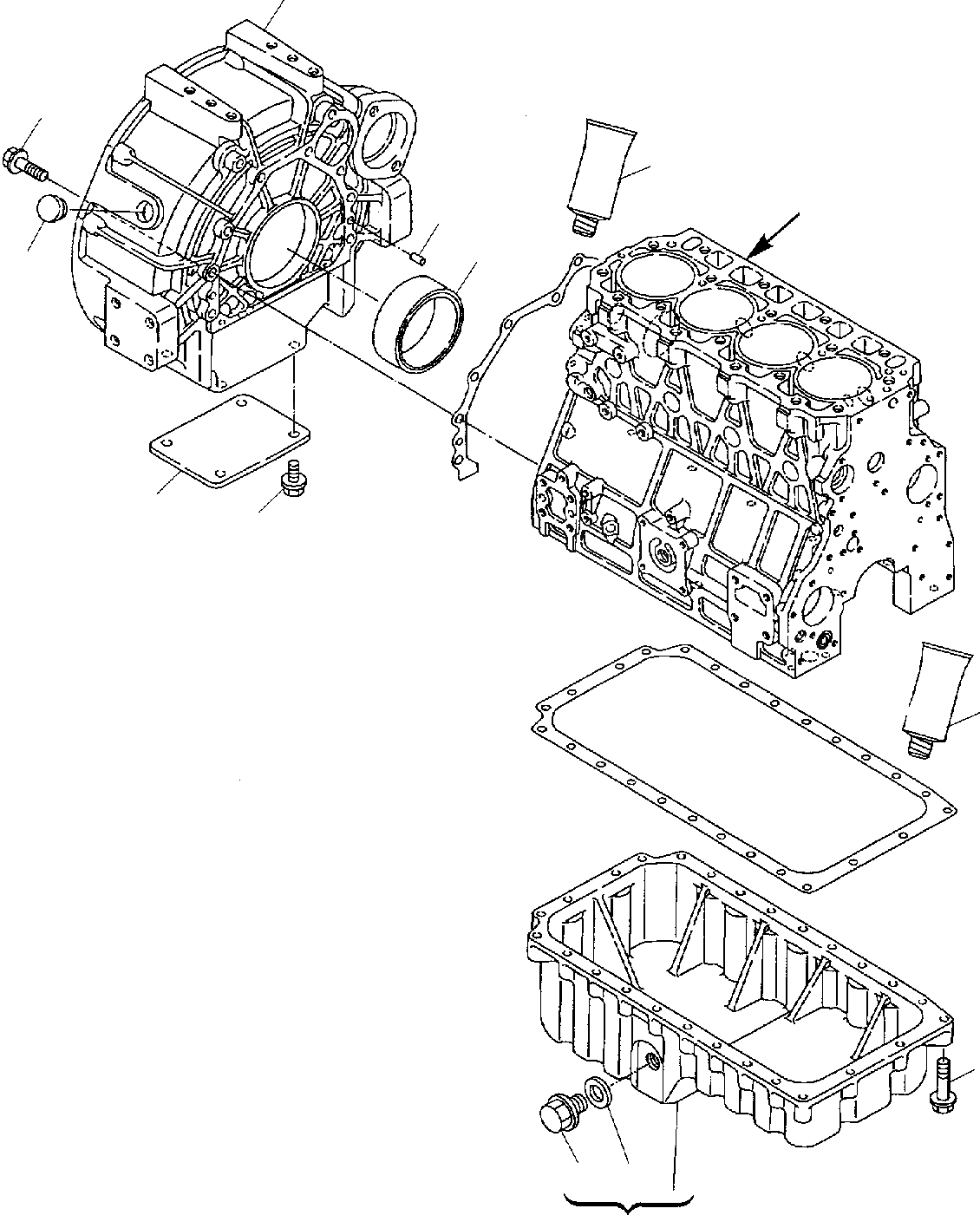 Схема запчастей Komatsu WB97R-2 - КАРТЕР МАХОВИКА & МАСЛ. НАСОС ДВИГАТЕЛЬ