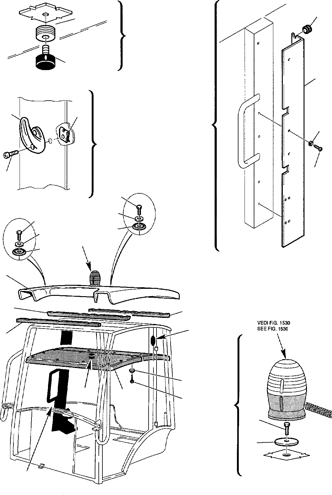 Схема запчастей Komatsu WB97R-2 - КАБИНА (8/) ЧАСТИ КОРПУСА И КАБИНА