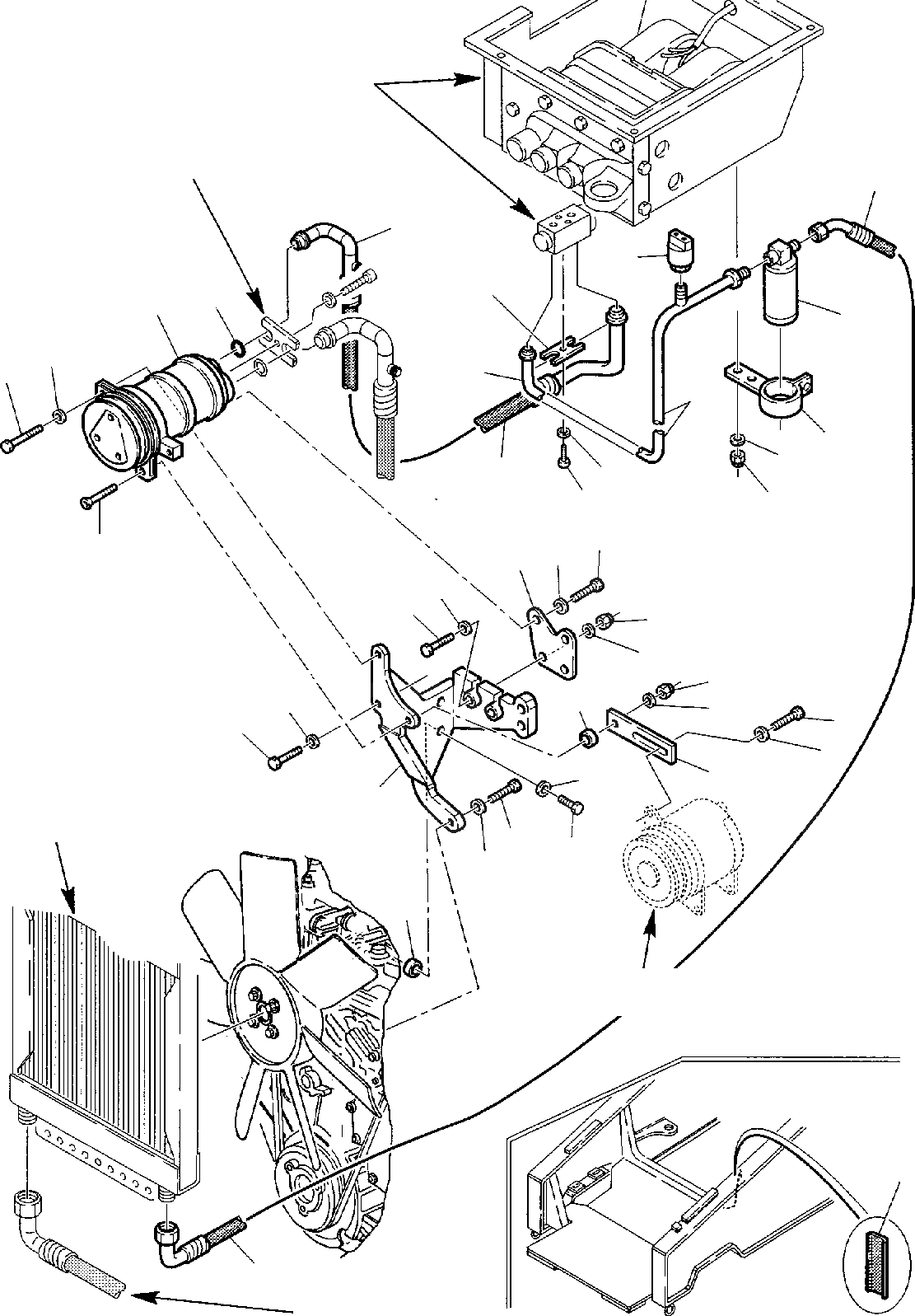 Схема запчастей Komatsu WB97R-2 - ВОЗДУШН. СИСТЕМА ДВИГАТЕЛЯ (/) ЧАСТИ КОРПУСА И КАБИНА