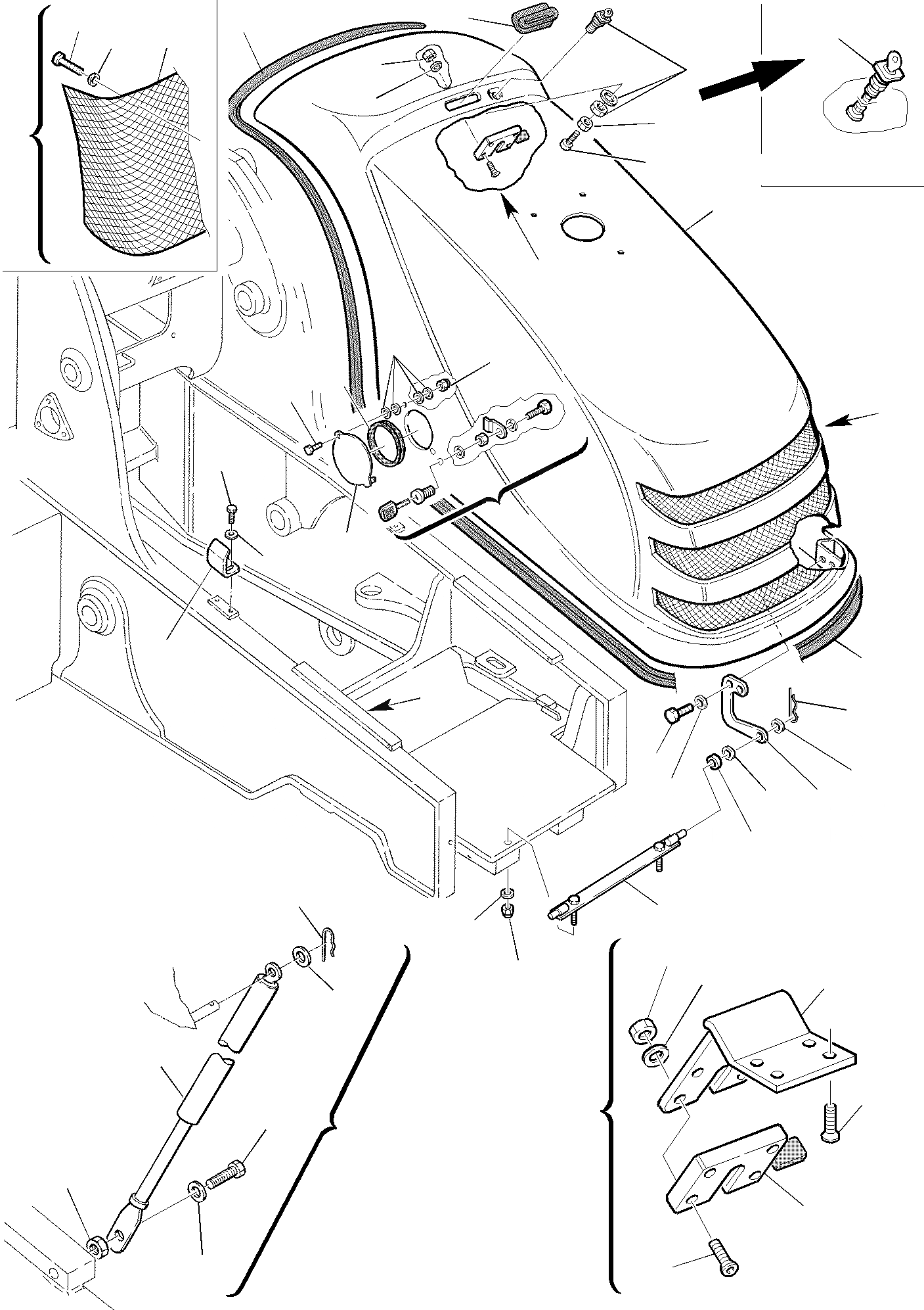 Схема запчастей Komatsu WB97R-2 - КРЫШКИ (/) ЧАСТИ КОРПУСА И КАБИНА