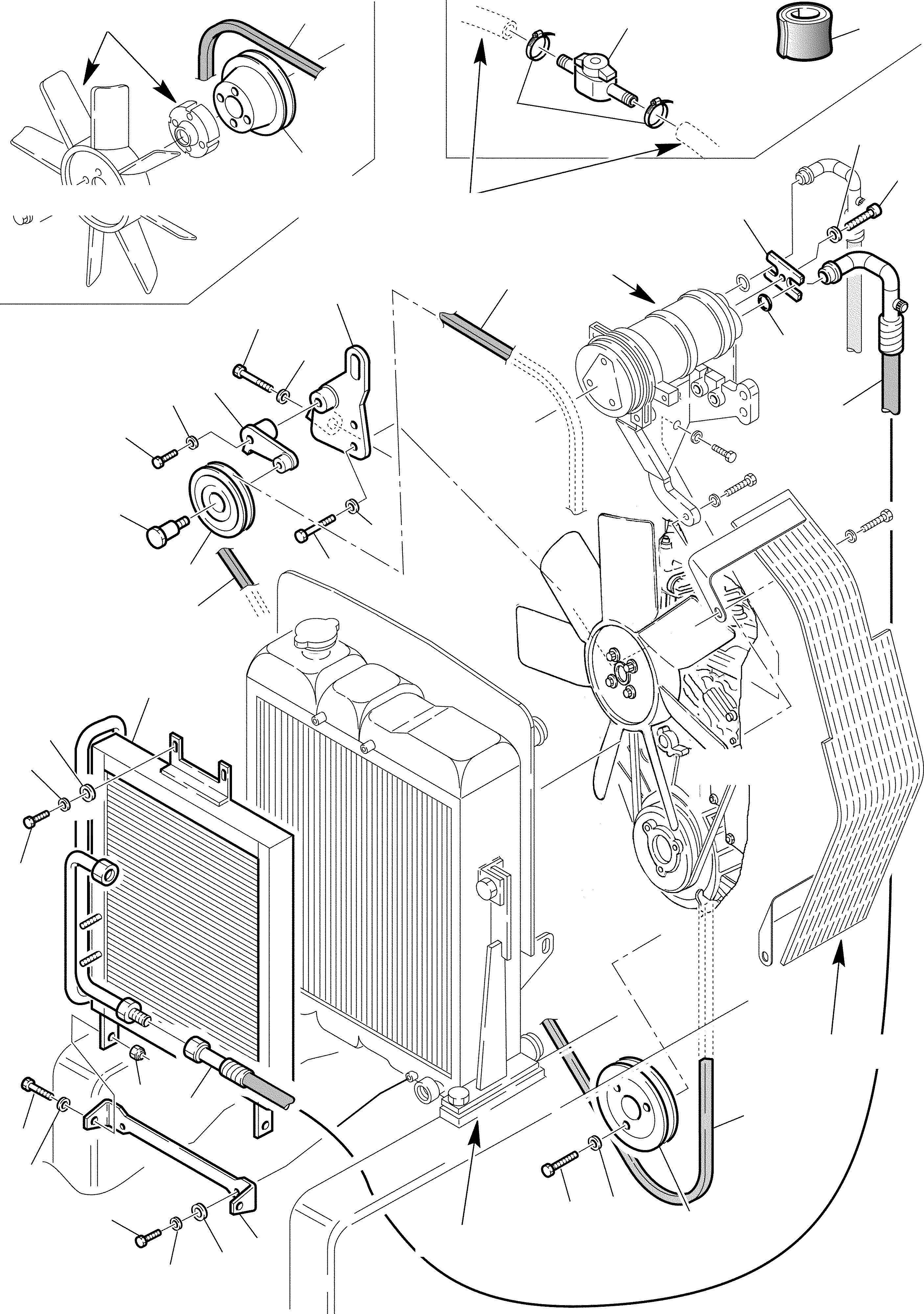 Схема запчастей Komatsu WB97R-2 - ВОЗДУШН. СИСТЕМА ДВИГАТЕЛЯ (/) ЧАСТИ КОРПУСА И КАБИНА