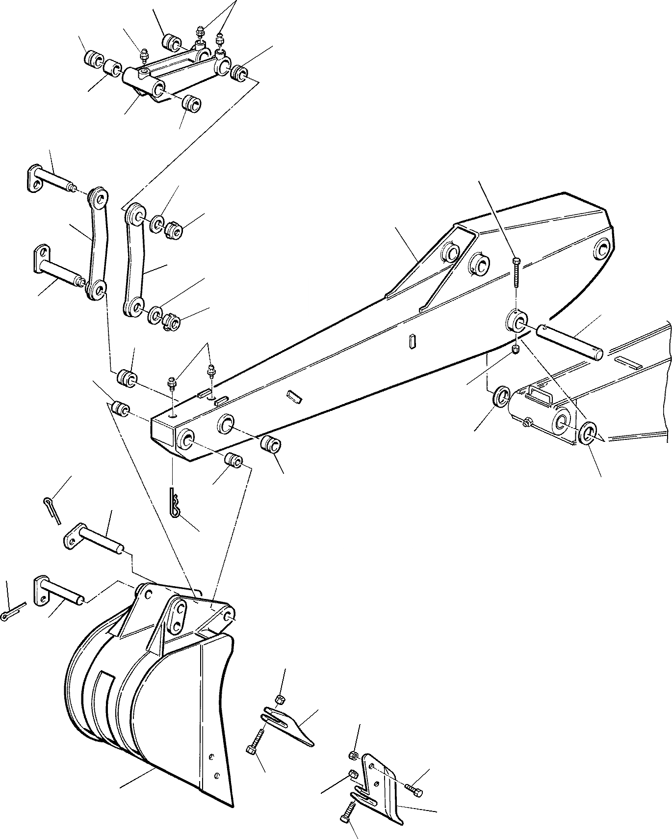 Схема запчастей Komatsu WB97R-2 - РУКОЯТЬ И КОВШ РАБОЧЕЕ ОБОРУДОВАНИЕ