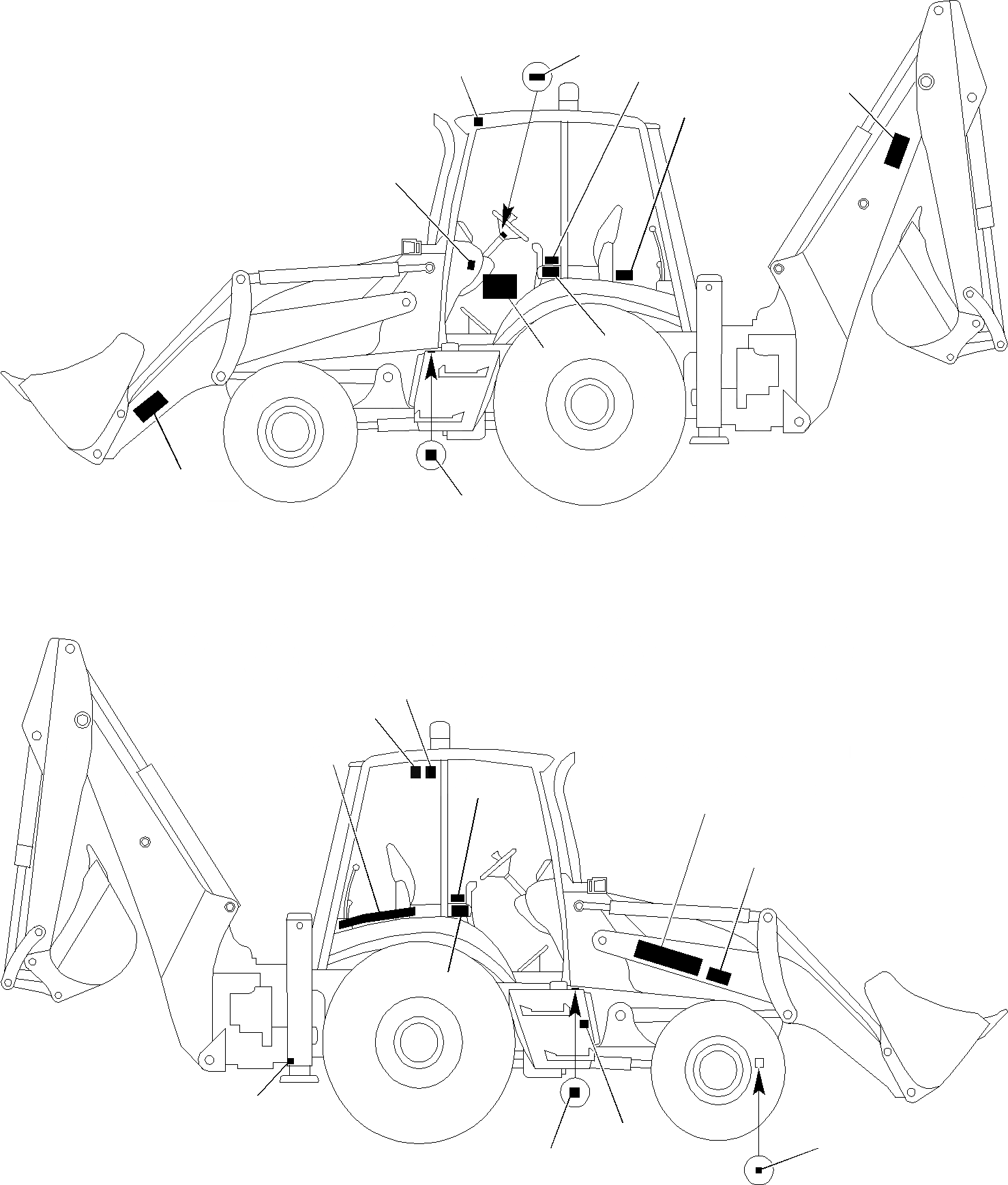 Схема запчастей Komatsu WB97R-2 - НАКЛЕЙКИ (/) МАРКИРОВКА