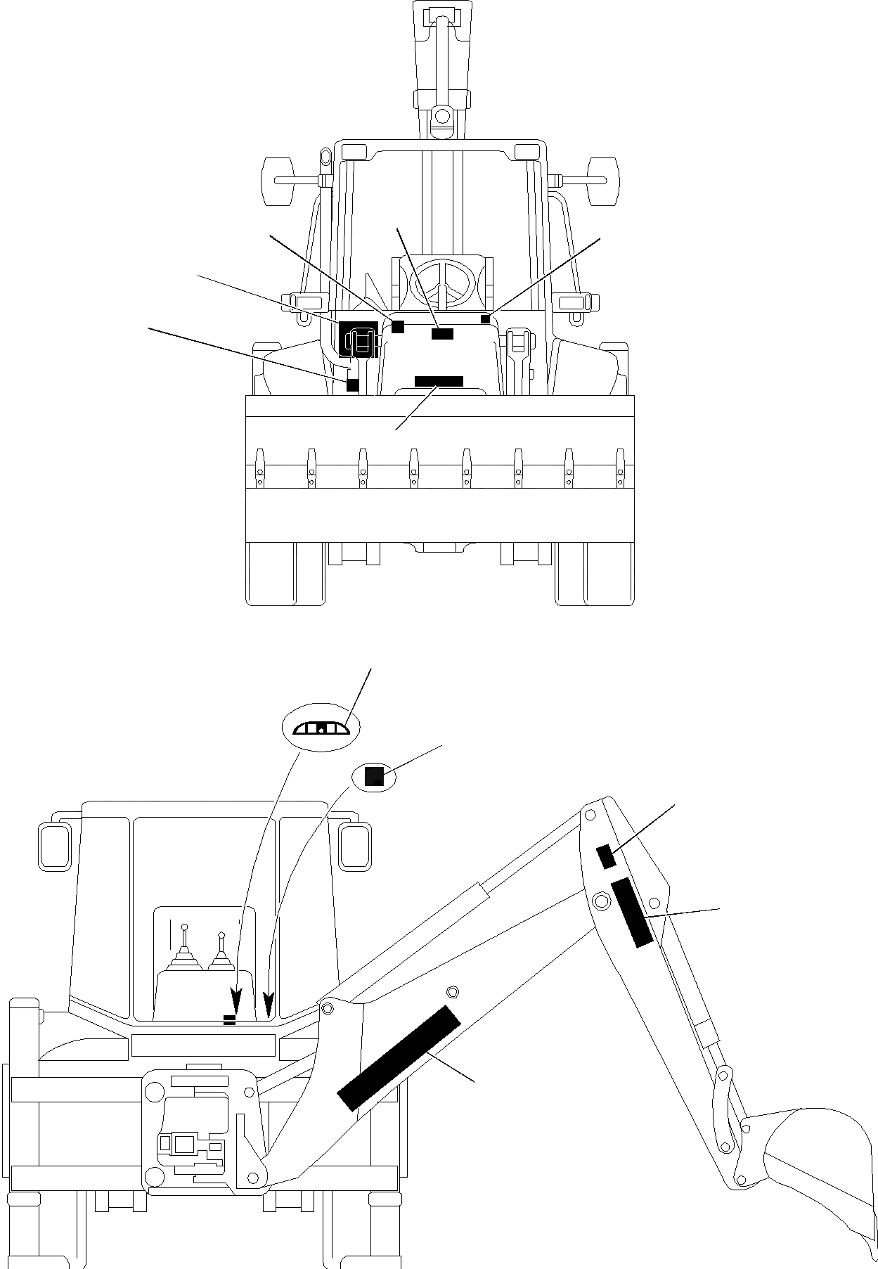 Схема запчастей Komatsu WB97R-2 - НАКЛЕЙКИ (/) МАРКИРОВКА