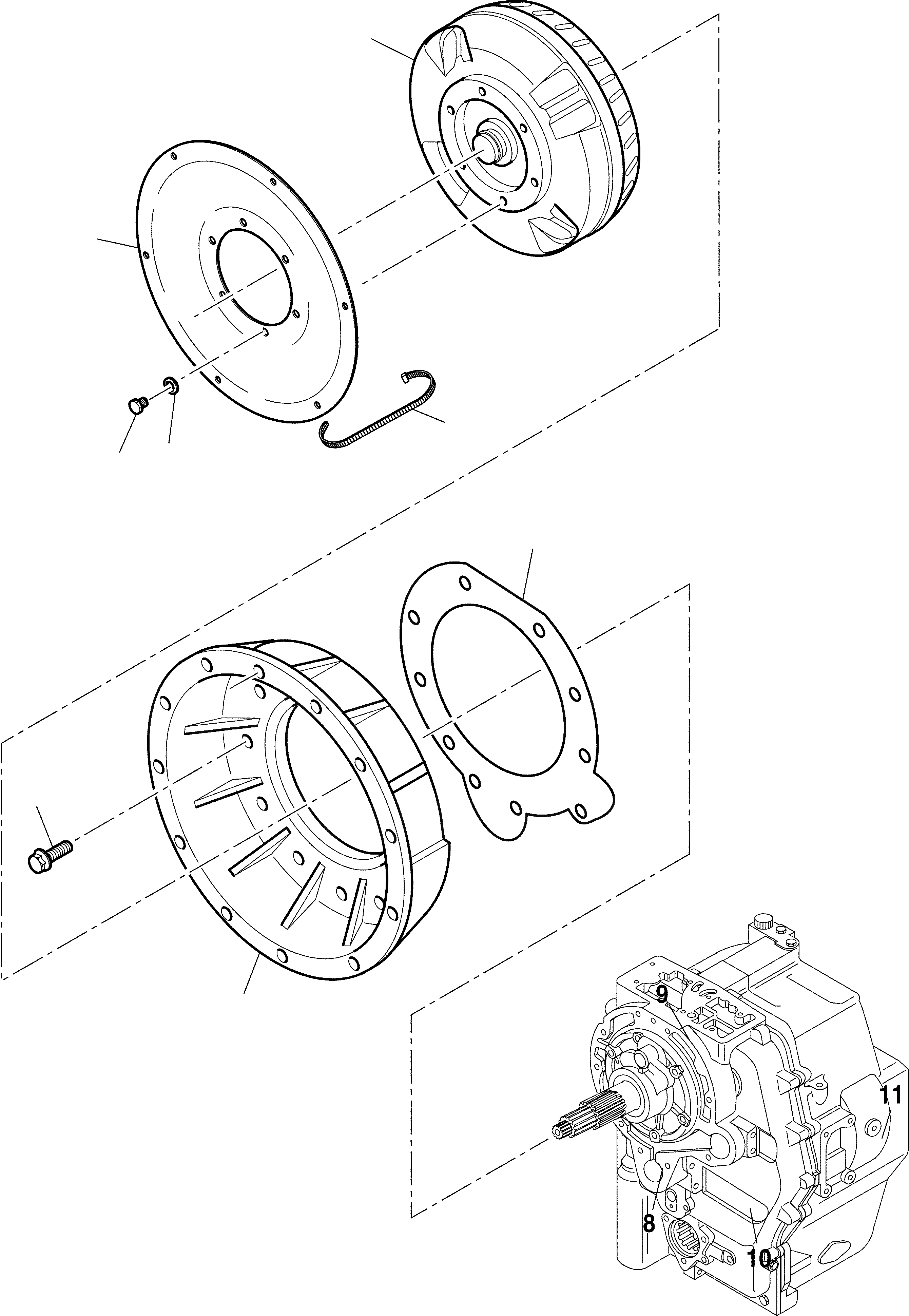 Схема запчастей Komatsu WB97R-2 - ТРАНСМИССИЯ TLB - ATC (СТАНДАРТН.) (/) РАМА