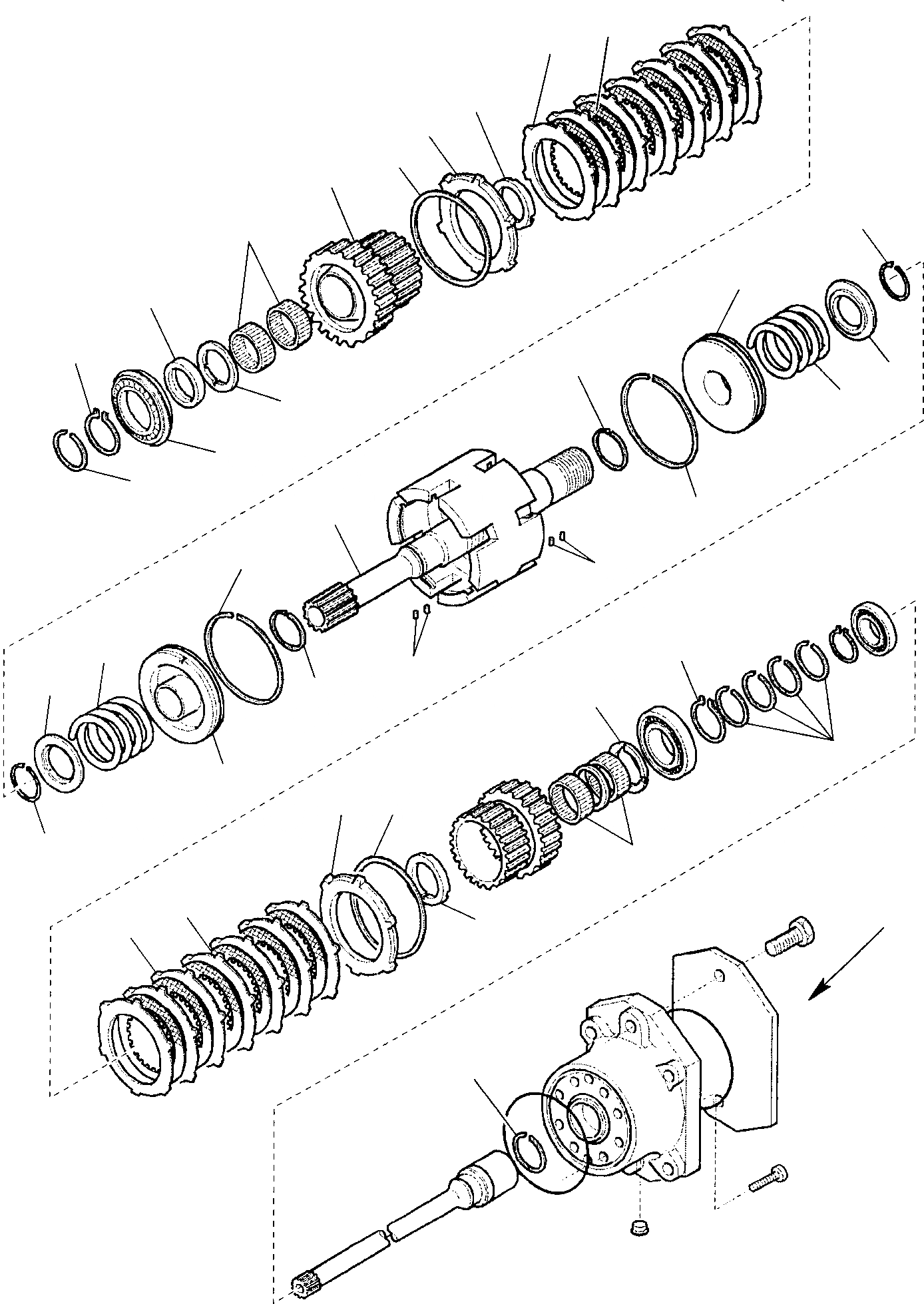 Схема запчастей Komatsu WB97S-2 - ТРАНСМИССИЯ (/) РАМА