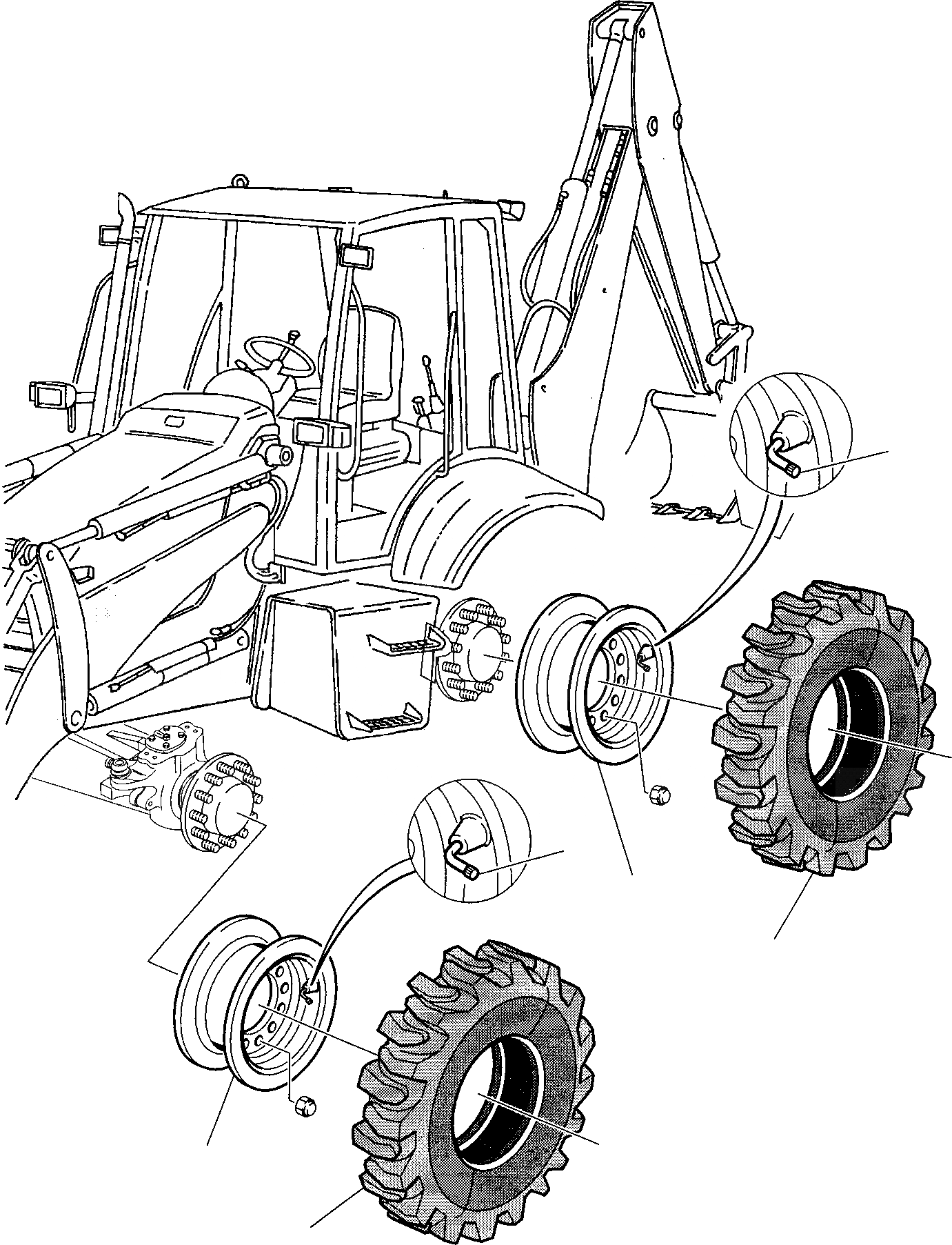 Схема запчастей Komatsu WB97S-2 - КОЛЕСА РАМА