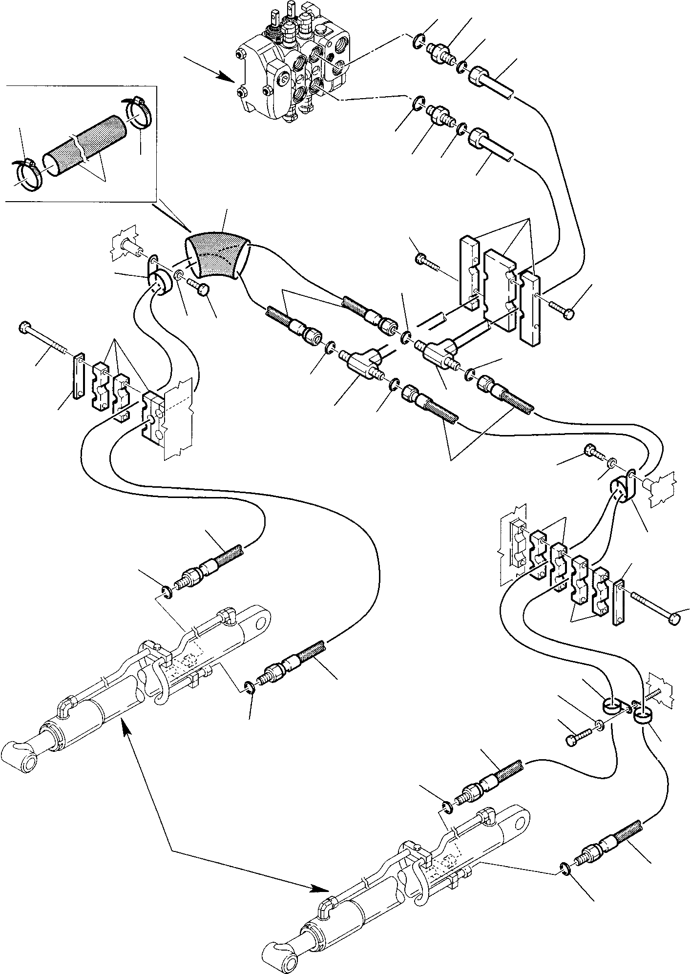 Схема запчастей Komatsu WB97S-2 - ГИДРОЛИНИЯ (ЦИЛИНДР ПОДЪЕМА ПОГРУЗ. КОВША) (/) ГИДРАВЛИКА РАБОЧЕЕ ОБОРУДОВАНИЕ