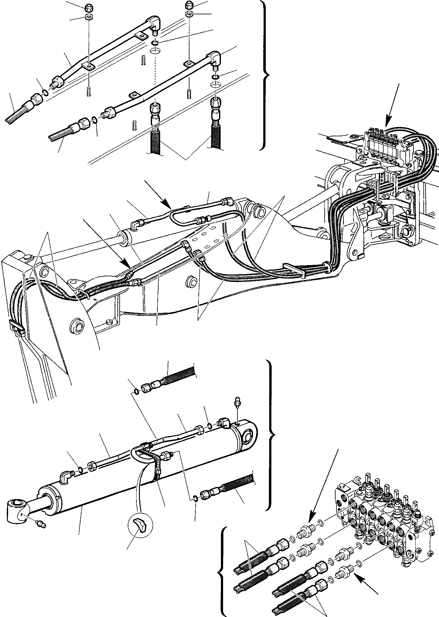 Схема запчастей Komatsu WB97S-2 - ГИДРОЛИНИЯ (РУКОЯТЬ И ЦИЛИНДР КОВША) (ДЛЯ СТРЕЛА С БОКОВ. СМЕЩЕНИЕМ ГИДРАВЛИКА РАБОЧЕЕ ОБОРУДОВАНИЕ