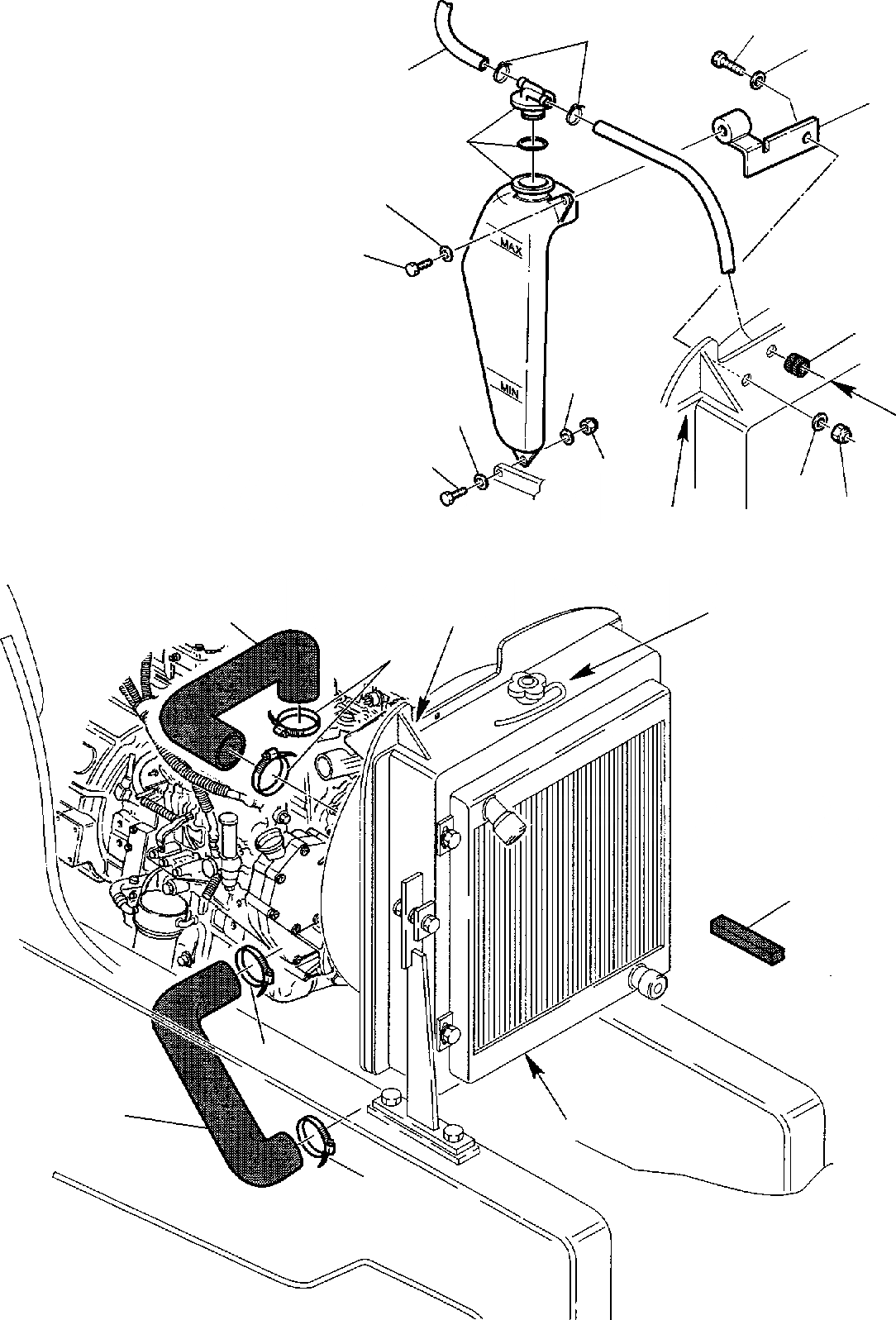 Схема запчастей Komatsu WB97S-2 - БАЧОК РАДИАТОРА КОМПОНЕНТЫ ДВИГАТЕЛЯ И ЭЛЕКТРИКА
