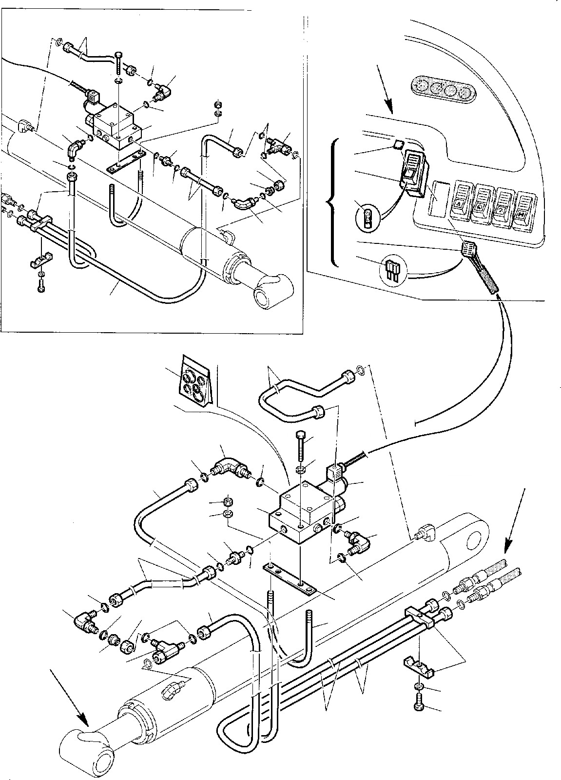 Схема запчастей Komatsu WB97S-2 - ГИДРОЛИНИЯ (ЦИЛИНДР ПОДЪЕМА ПОГРУЗ. КОВША) (ЭЛЕКТРИЧ. КЛАПАН БЕЗОПАСНОСТИ) ГИДРАВЛИКА РАБОЧЕЕ ОБОРУДОВАНИЕ