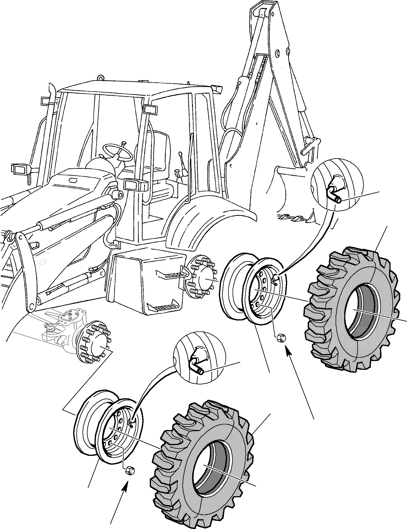 Схема запчастей Komatsu WB97S-2 - КОЛЕСА РАМА