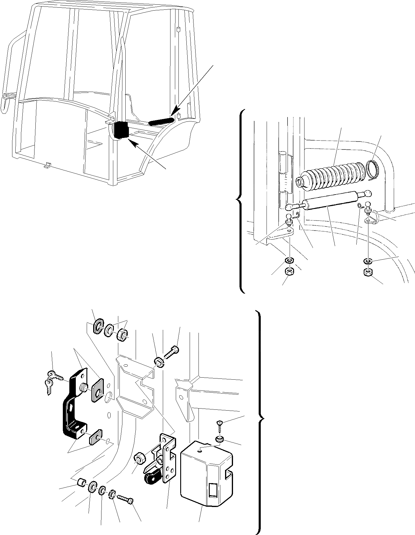 Схема запчастей Komatsu WB97S-2 - КАБИНА (/) ЧАСТИ КОРПУСА И КАБИНА
