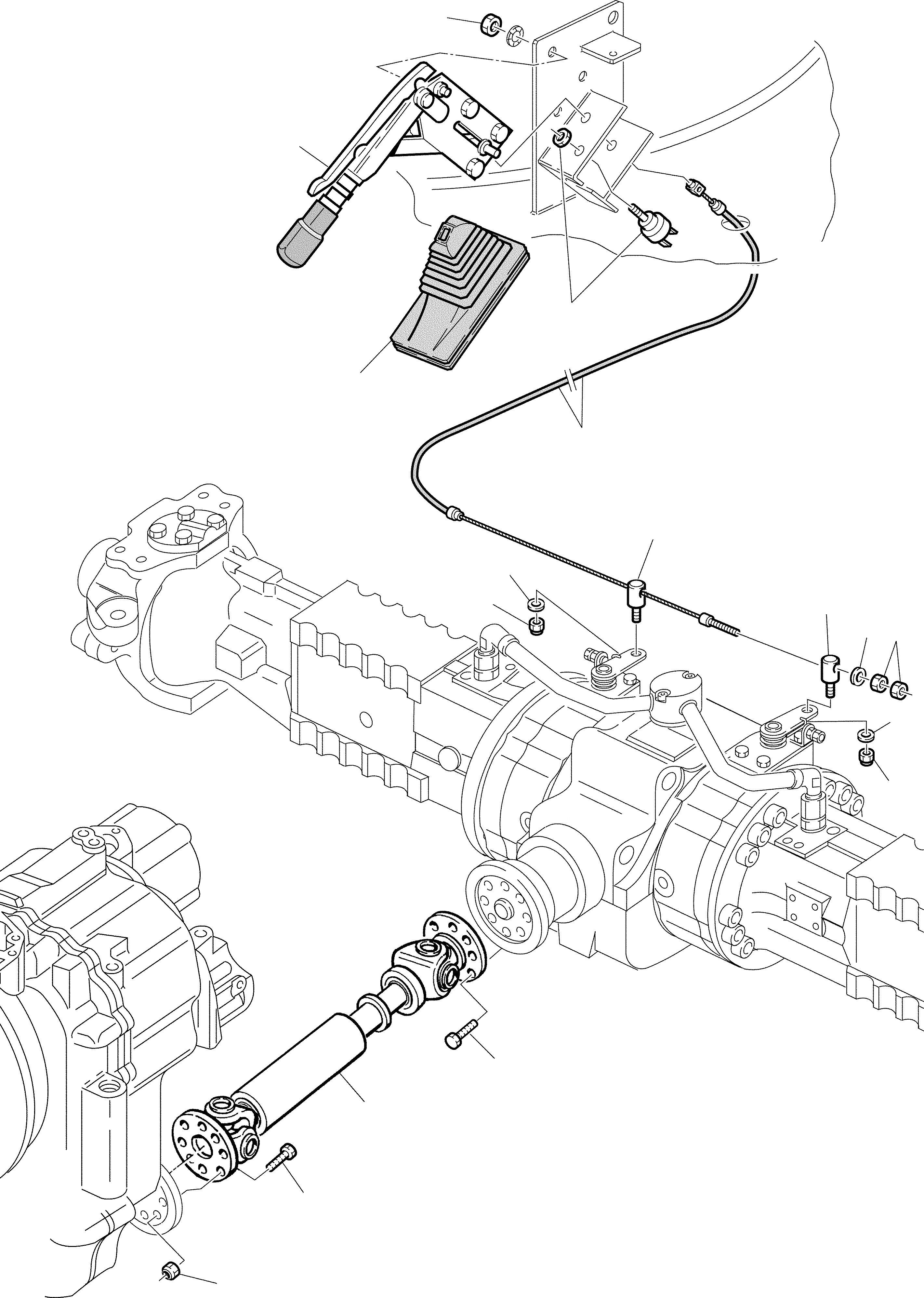 Схема запчастей Komatsu WB97S-2 - РУЧН. ТОРМОЗ И RFEAR КАРДАНН. ВАЛ РАМА
