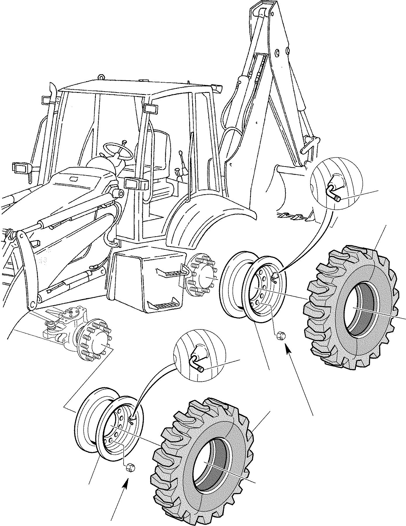 Схема запчастей Komatsu WB97S-2 - КОЛЕСА (9X8 РАМА