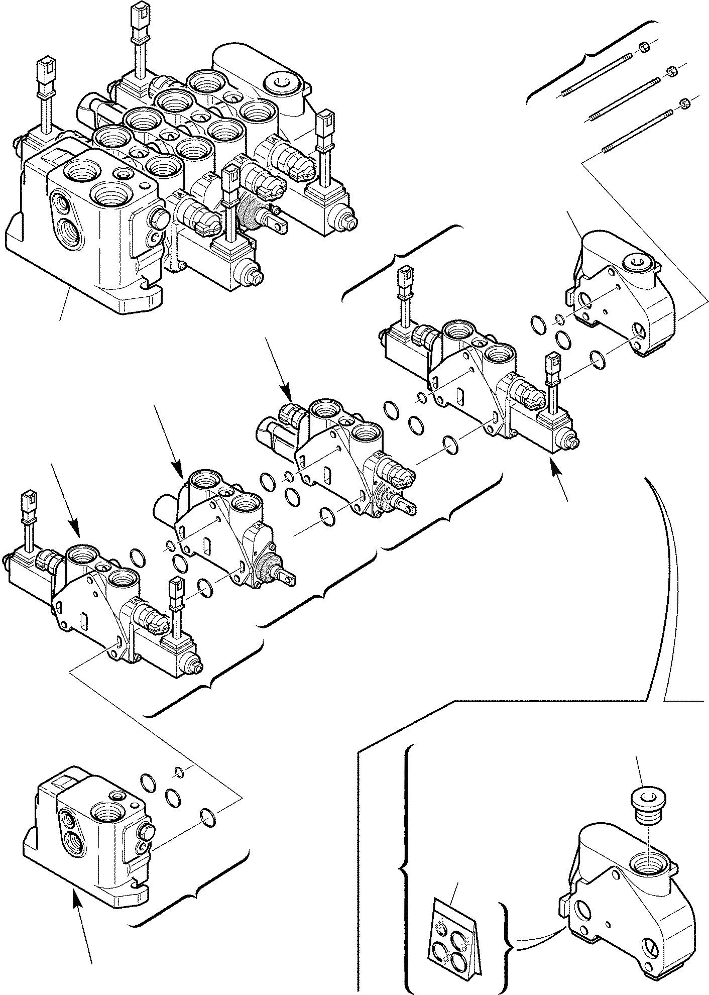 Схема запчастей Komatsu WB97S-2 - УПРАВЛ-Е ПОГРУЗ. КОВШОМ КЛАПАН (ДЛЯ КОВША [4 В 1]) (С ГИДРАВЛ СДВИЖНАЯ ПАНЕЛЬ) ГИДРАВЛИКА РАБОЧЕЕ ОБОРУДОВАНИЕ