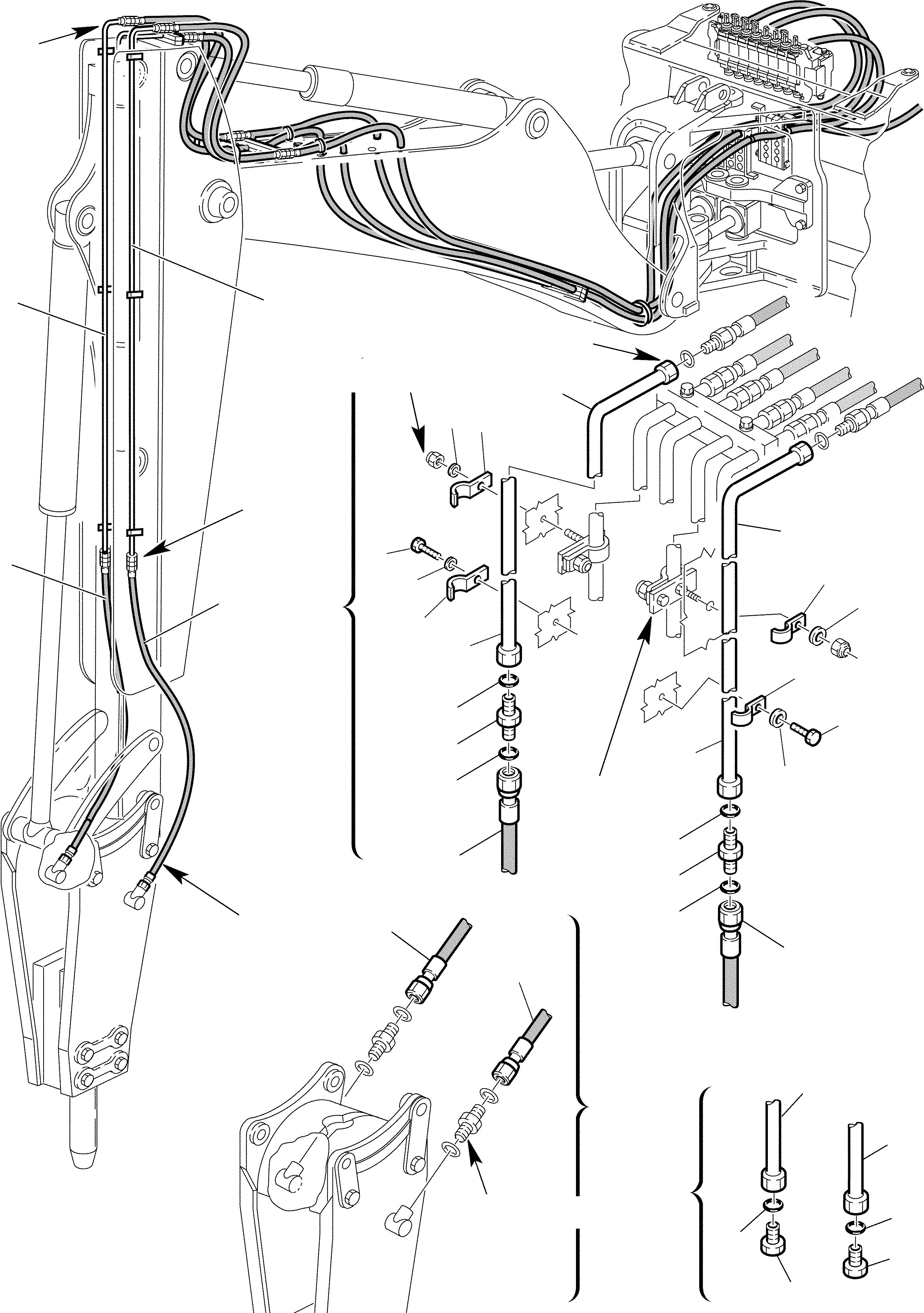 Схема запчастей Komatsu WB97S-2 - МОЛОТ ГИДРОЛИНИЯ ДЛЯ ФИКСИР. РУКОЯТИ (/) ГИДРАВЛИКА РАБОЧЕЕ ОБОРУДОВАНИЕ