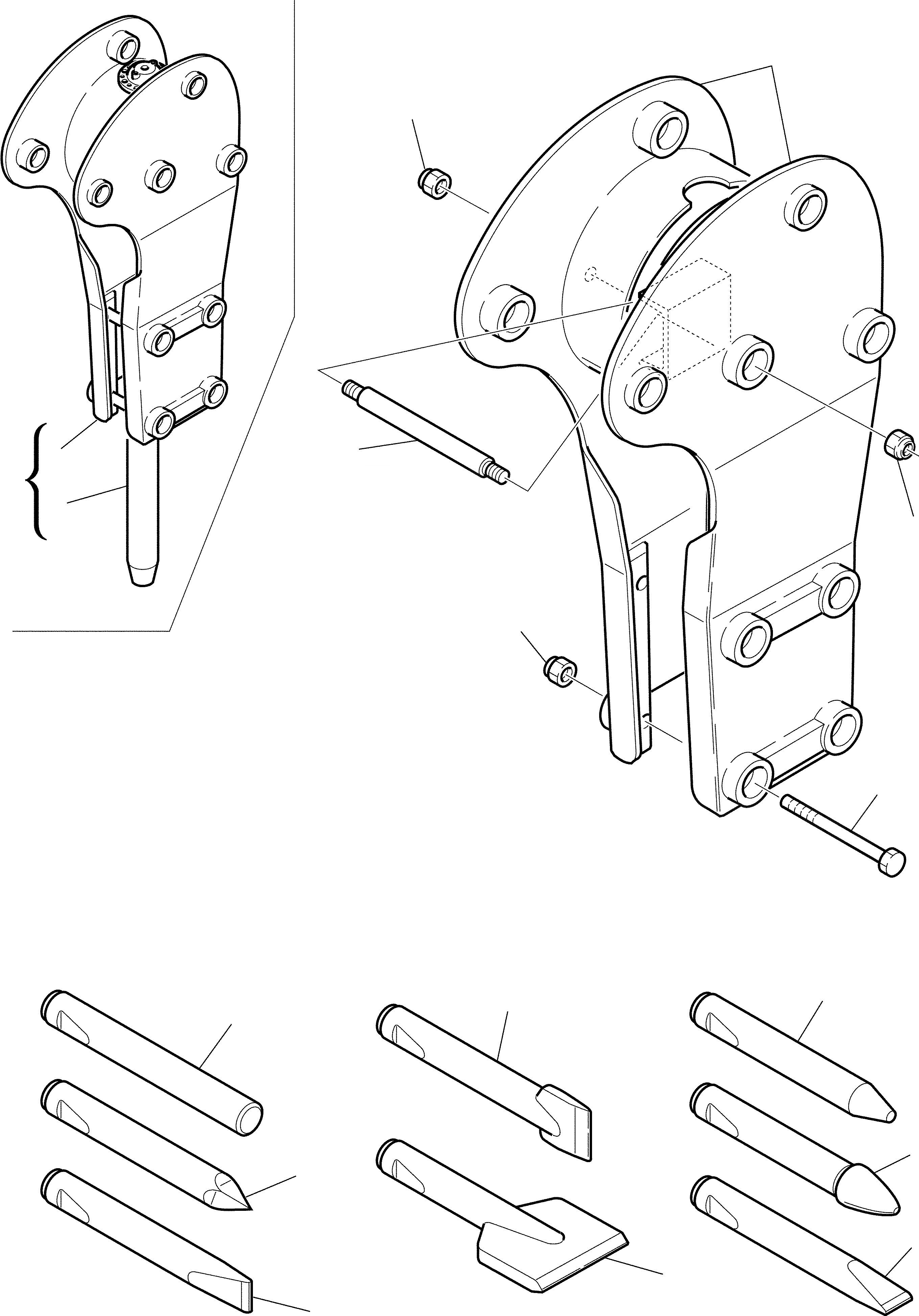 Схема запчастей Komatsu WB97S-2 - МОЛОТ M (/) РАБОЧЕЕ ОБОРУДОВАНИЕ