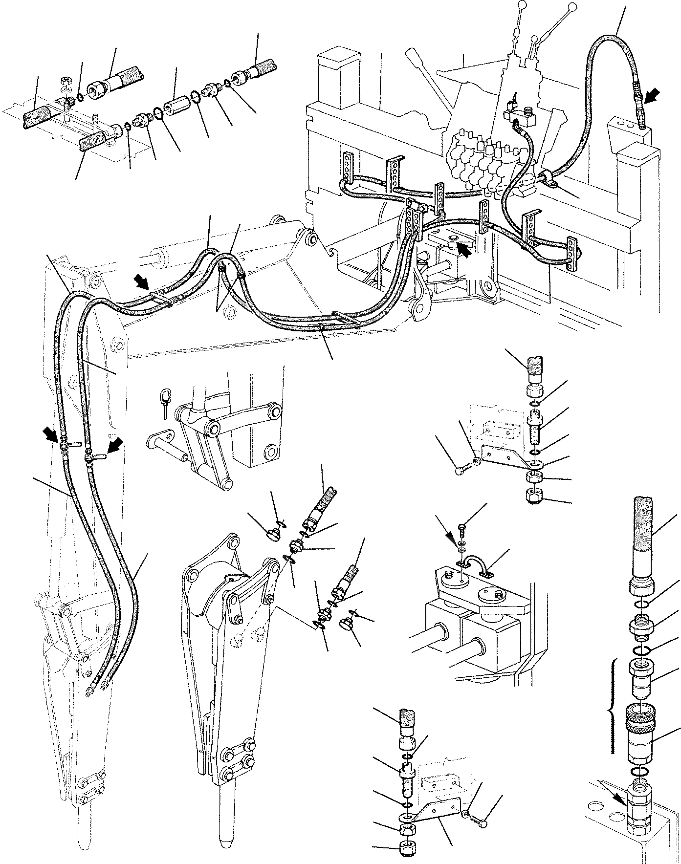 Схема запчастей Komatsu WB98A-2 - ГИДРОЛИНИЯ МОЛОТА (/) УПРАВЛ-Е РАБОЧИМ ОБОРУДОВАНИЕМ