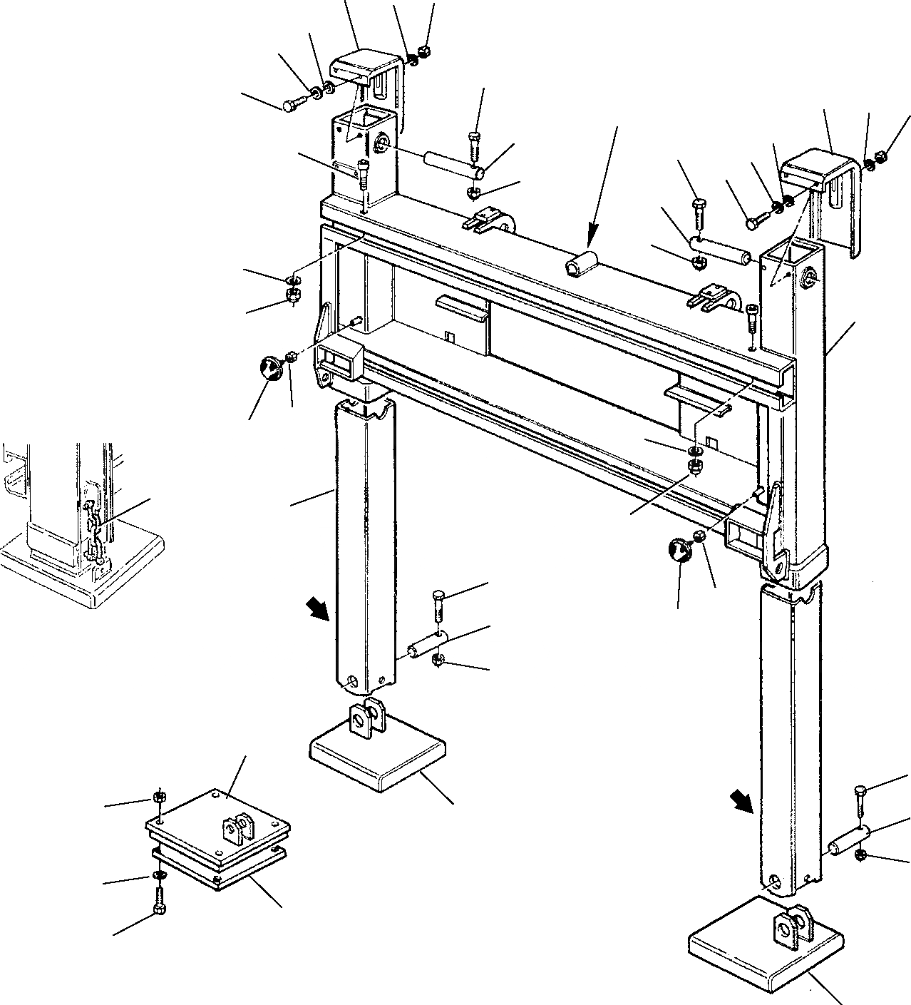 Схема запчастей Komatsu WB98A-2 - ЭКСКАВАТ. РАМА И ОПОРА (/) РАБОЧЕЕ ОБОРУДОВАНИЕ