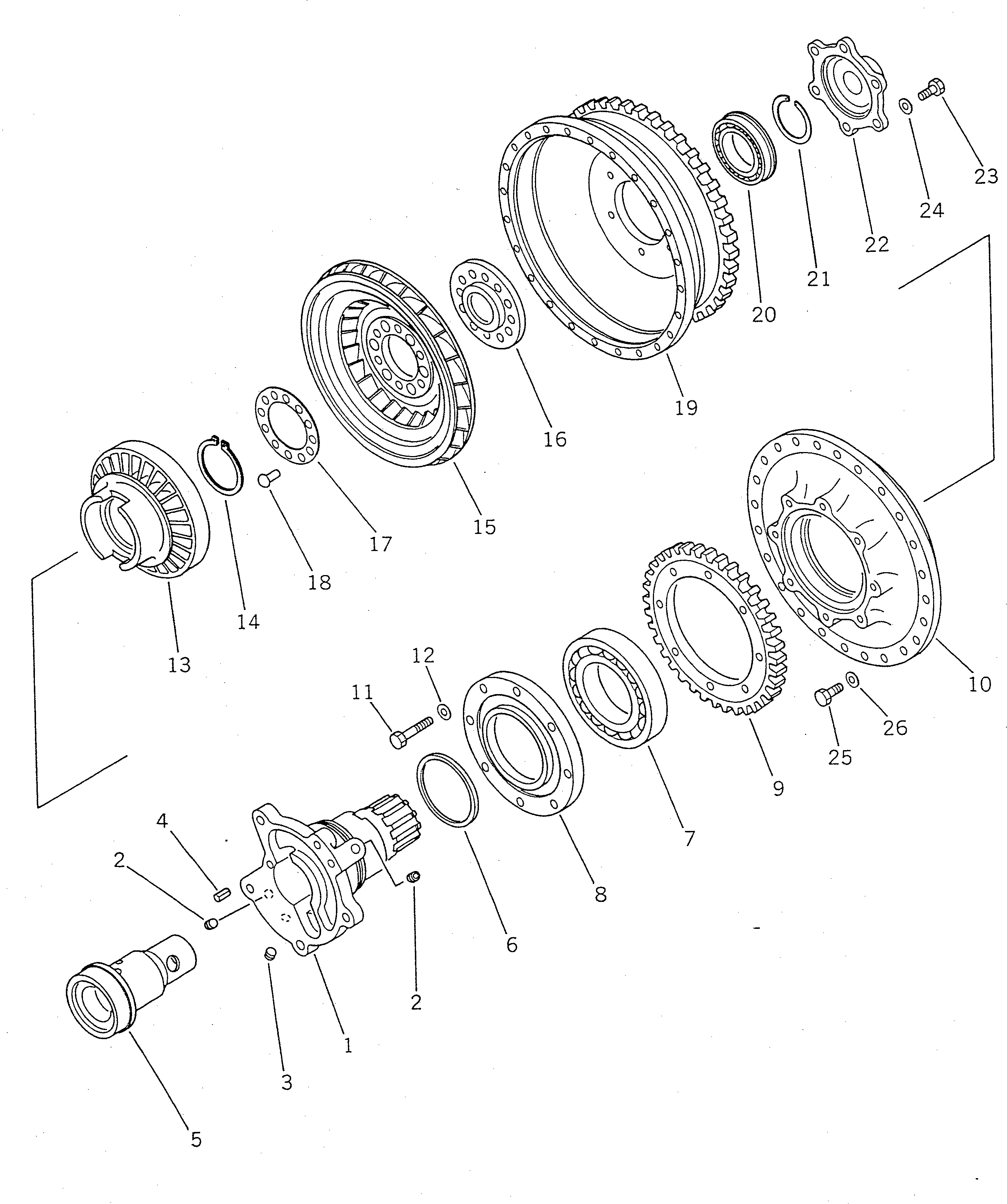 Схема запчастей Komatsu WR11-1 - ГИДРОТРАНСФОРМАТОР ТРАНСМИССИЯ