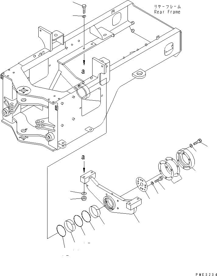 Схема запчастей Komatsu WR11-3 - ЗАДН. МОСТ СУППОРТ ОСНОВН. РАМА И КОМПОНЕНТЫ