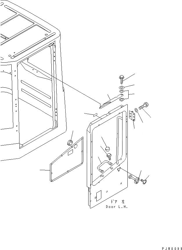 Схема запчастей Komatsu WR11-3 - КАБИНА (ДВЕРЬ ЭЛЕМЕНТЫ КРЕПЛЕНИЯ ЛЕВ.) КАБИНА ОПЕРАТОРА И СИСТЕМА УПРАВЛЕНИЯ