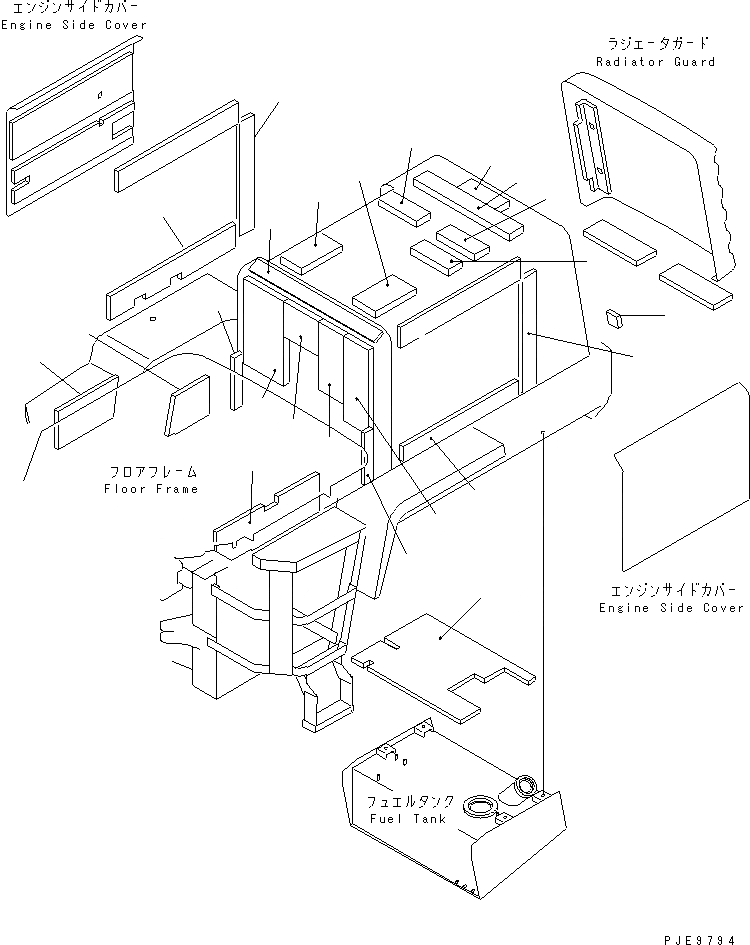 Схема запчастей Komatsu WR11-3 - ЩИТКИ (/)(№-) ЧАСТИ КОРПУСА
