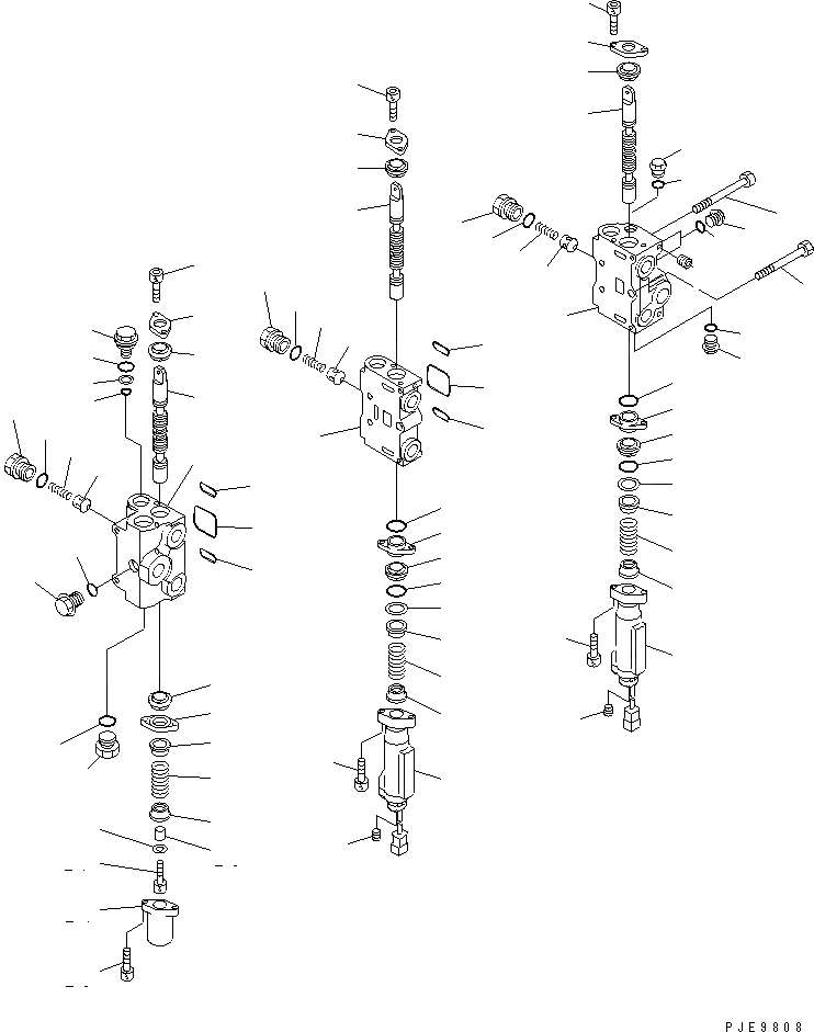 Схема запчастей Komatsu WR11-3 - УПРАВЛЯЮЩ. КЛАПАН (3-Х СЕКЦИОНН.) (/) ОСНОВН. КОМПОНЕНТЫ И РЕМКОМПЛЕКТЫ