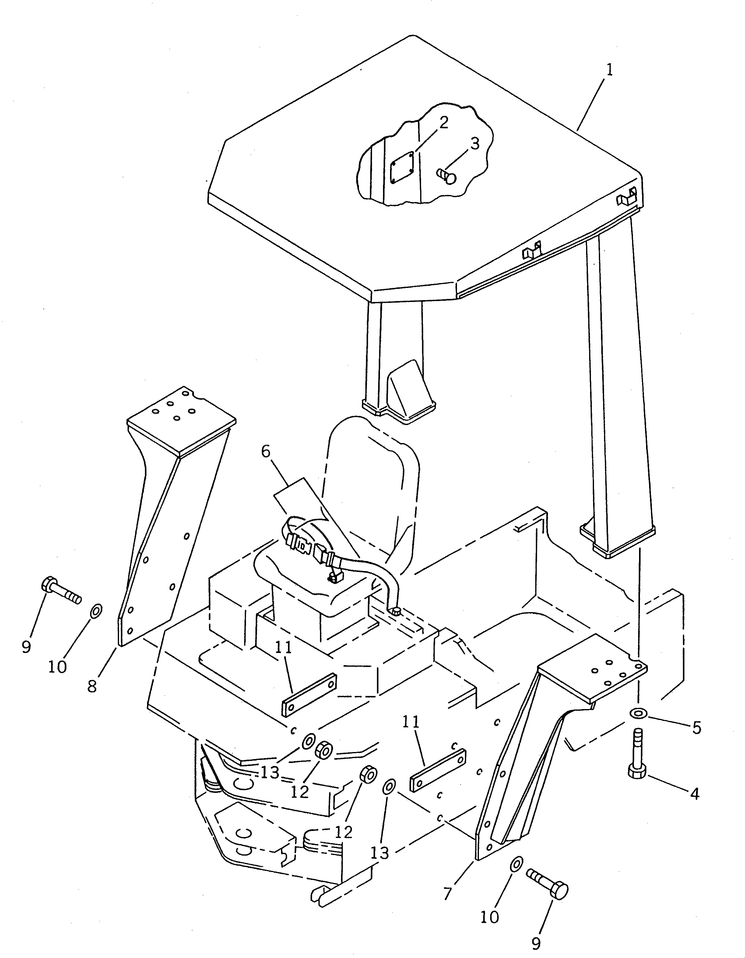 Схема запчастей Komatsu WR8-1 - СИСТЕМА ROPS РАМА И ЧАСТИ КОРПУСА