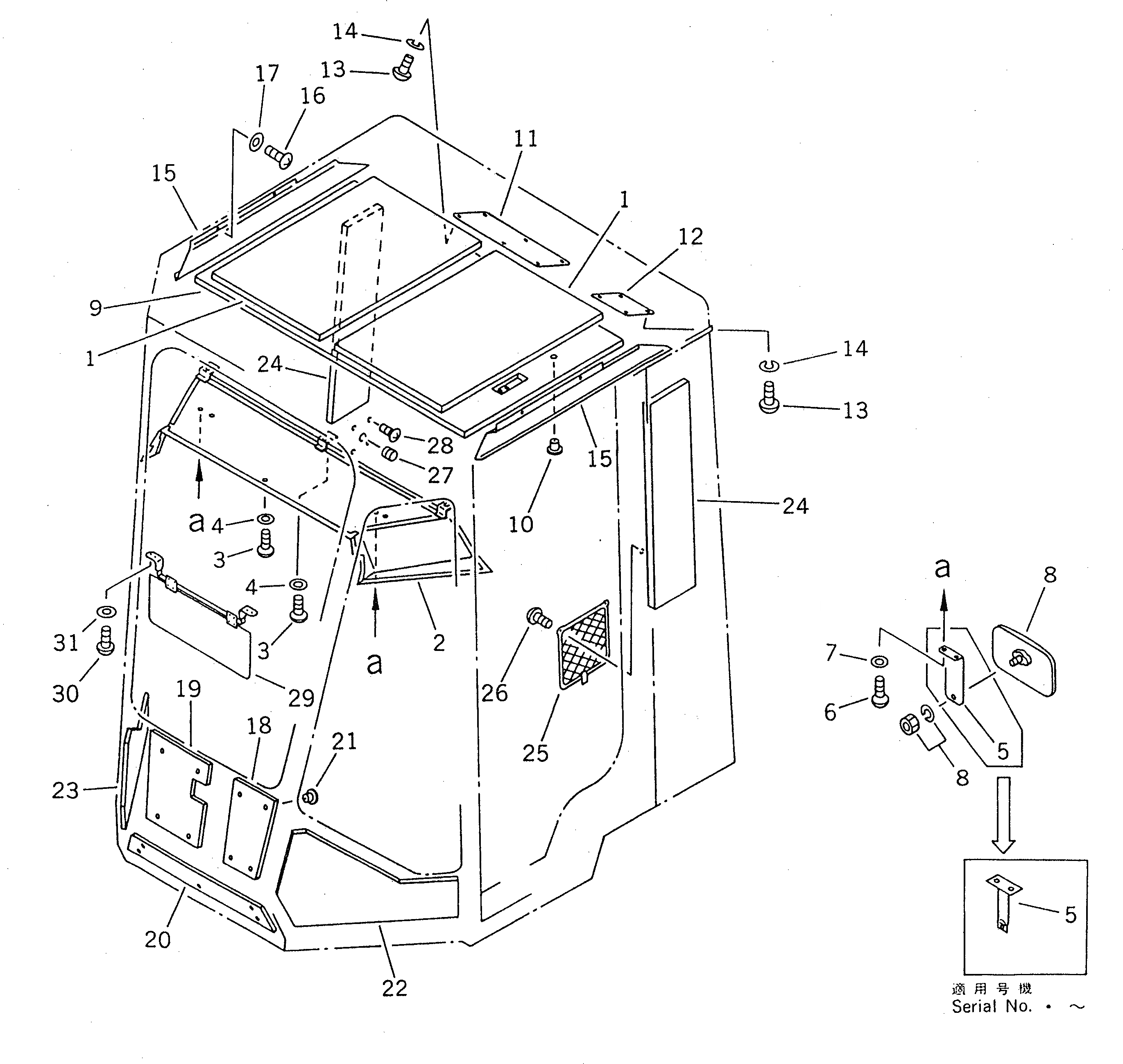 Схема запчастей Komatsu WR8-1 - КАБИНА (ЧАСТИ ИНТЕРЬЕРА) (/) РАМА И ЧАСТИ КОРПУСА