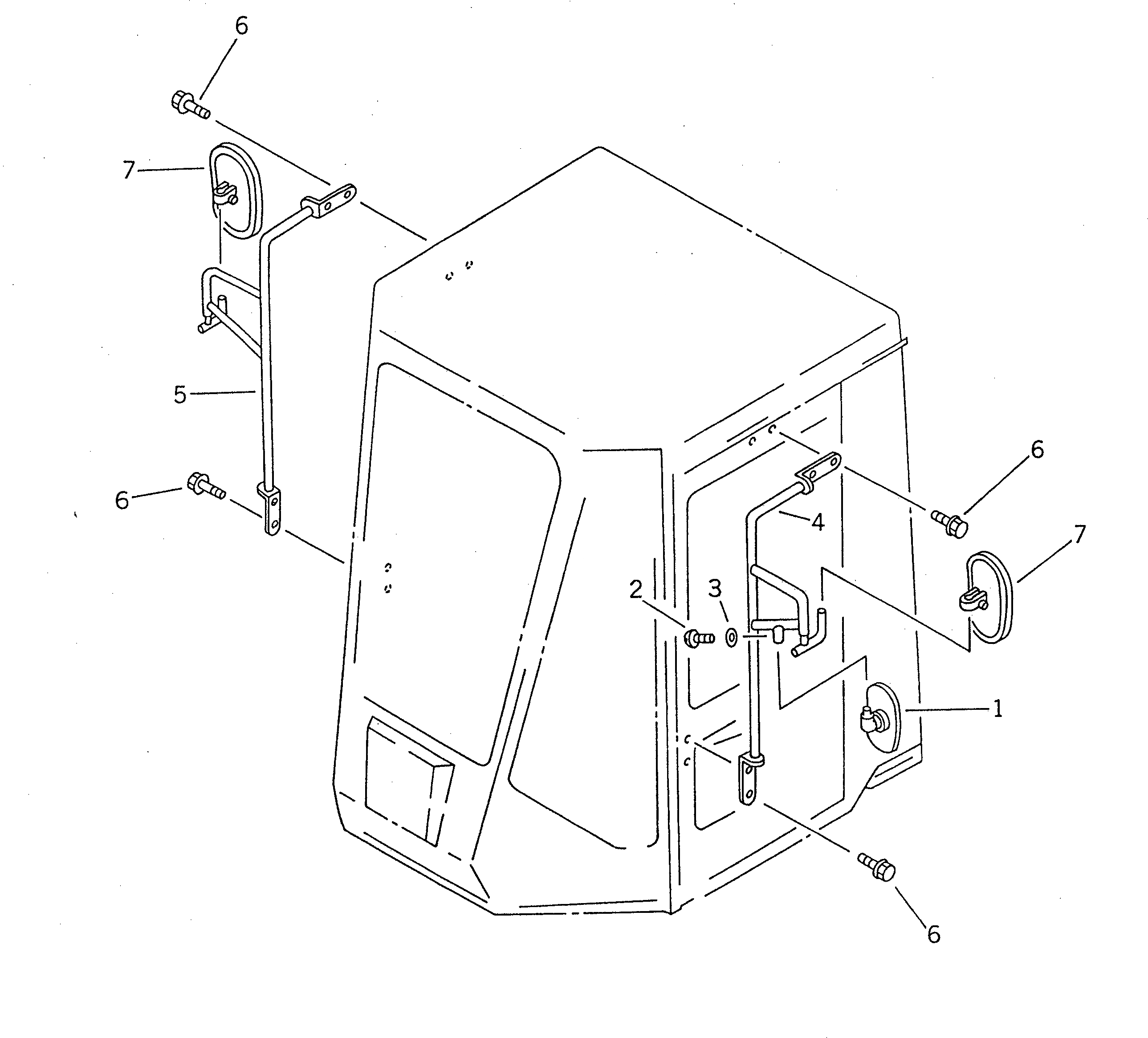 Схема запчастей Komatsu WR8-1 - ЗЕРКАЛАAND СТОЙКА РАМА И ЧАСТИ КОРПУСА