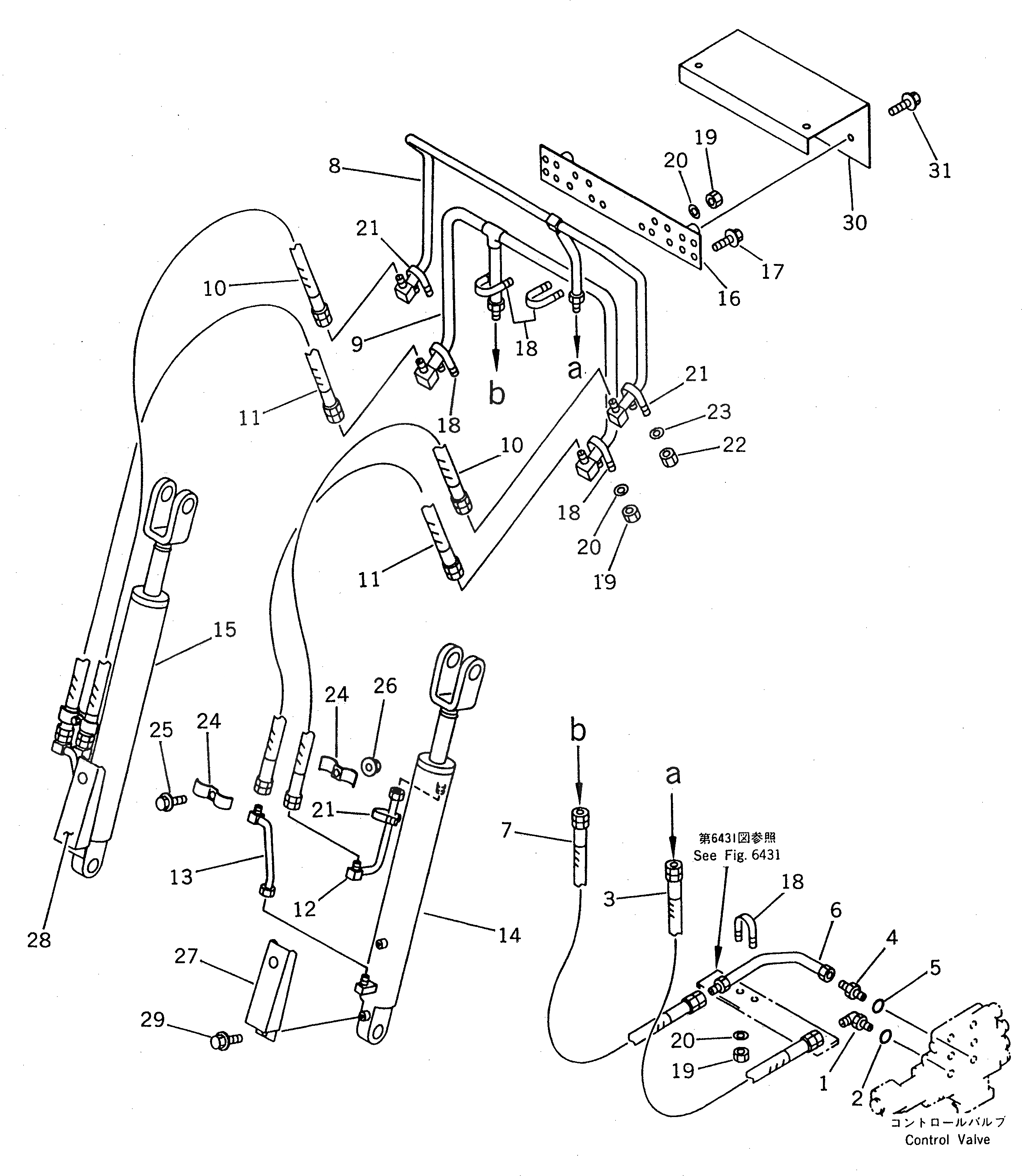 Схема запчастей Komatsu WR8-1 - ГИДРОЛИНИЯ (КЛАПАН - ГИДРОЦИЛИНДР ПОДЪЕМА) УПРАВЛ-Е РАБОЧИМ ОБОРУДОВАНИЕМ