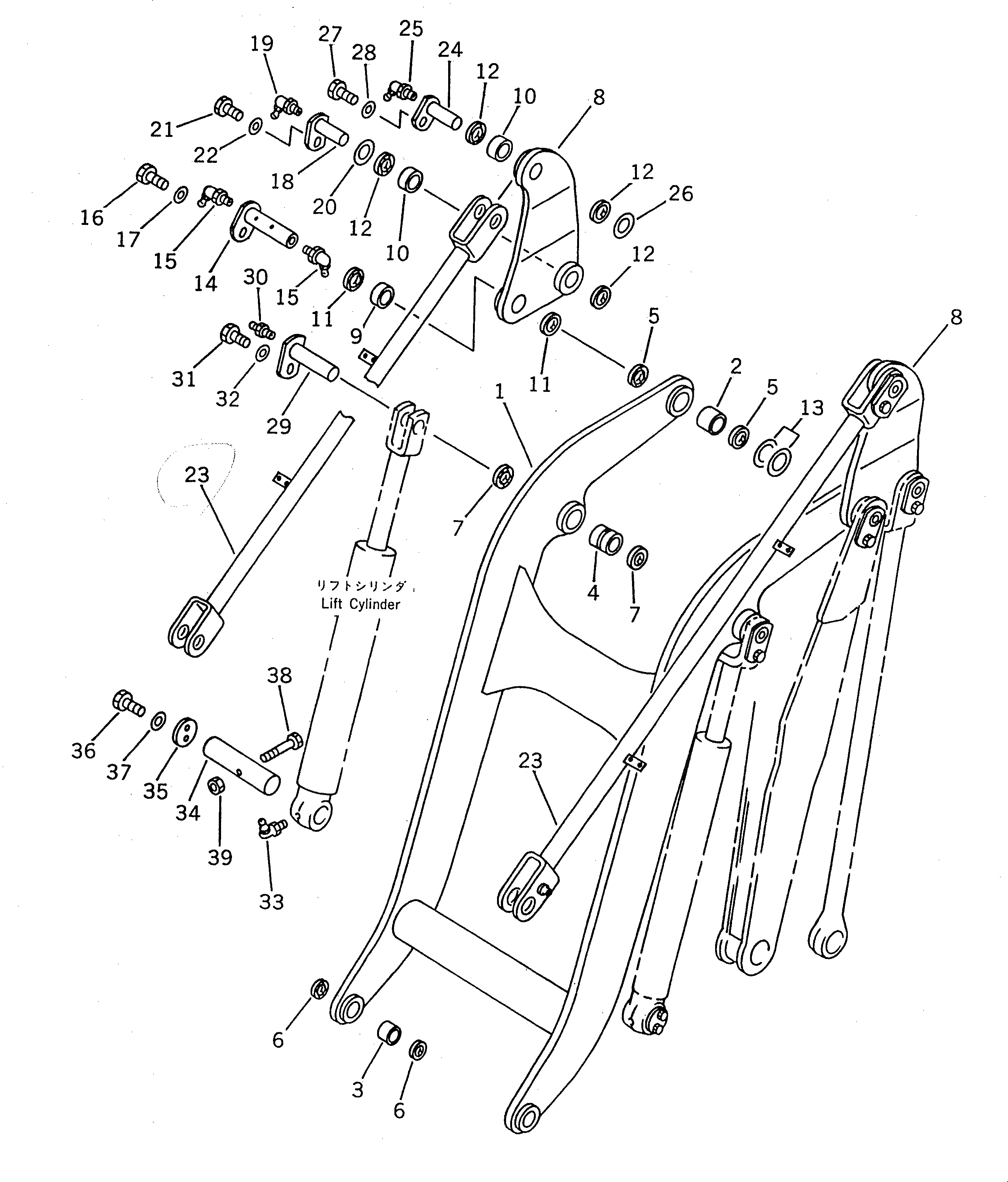 Схема запчастей Komatsu WR8-1 - РУКОЯТЬ РАБОЧЕЕ ОБОРУДОВАНИЕ
