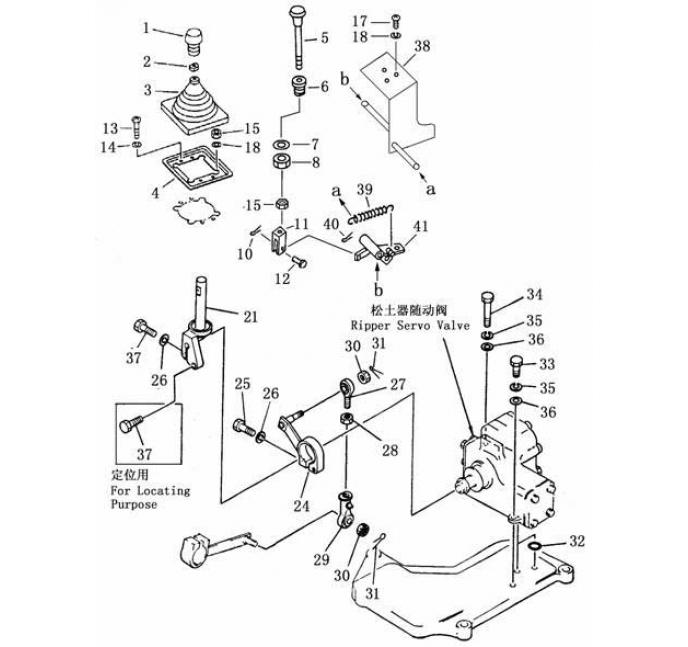 Схема запчастей Shantui SD22-220 - рычаг управления однозубым рыхлителем система управления рабочим оборудованием