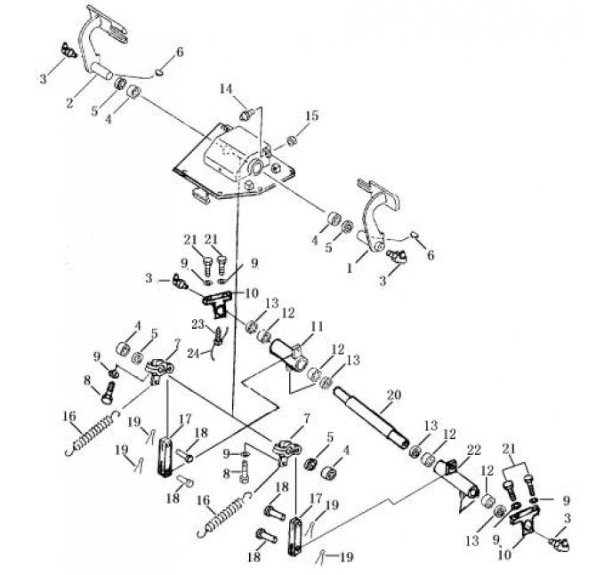 Схема запчастей Shantui SD16-160 - педаль тормоза и соединительный рычаг коробка рулевого механизма и конечная передача