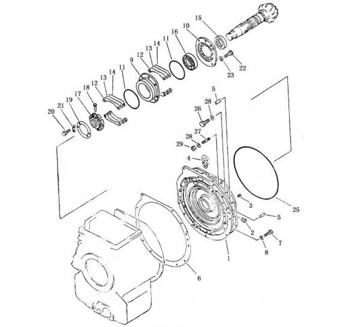 Схема запчастей Shantui SD16-160 - цистерна гидротрансформатор, трансмиссия и трубопровод