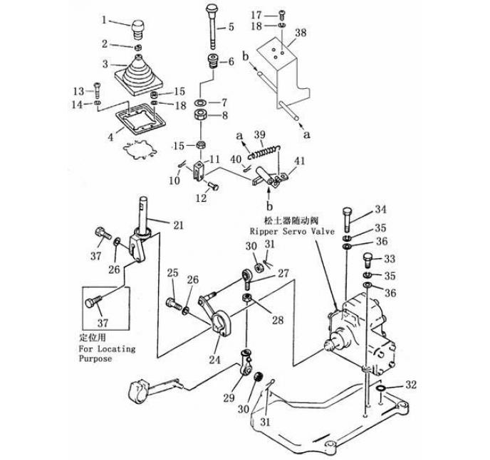 Схема запчастей Shantui SD22-220 - рычаг управления рыхлителем система управления рабочим оборудованием