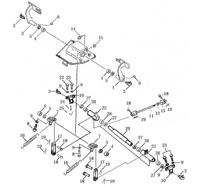 Схема запчастей Shantui SD32-320 - педаль тормоза система рулевого управления и конечная передача